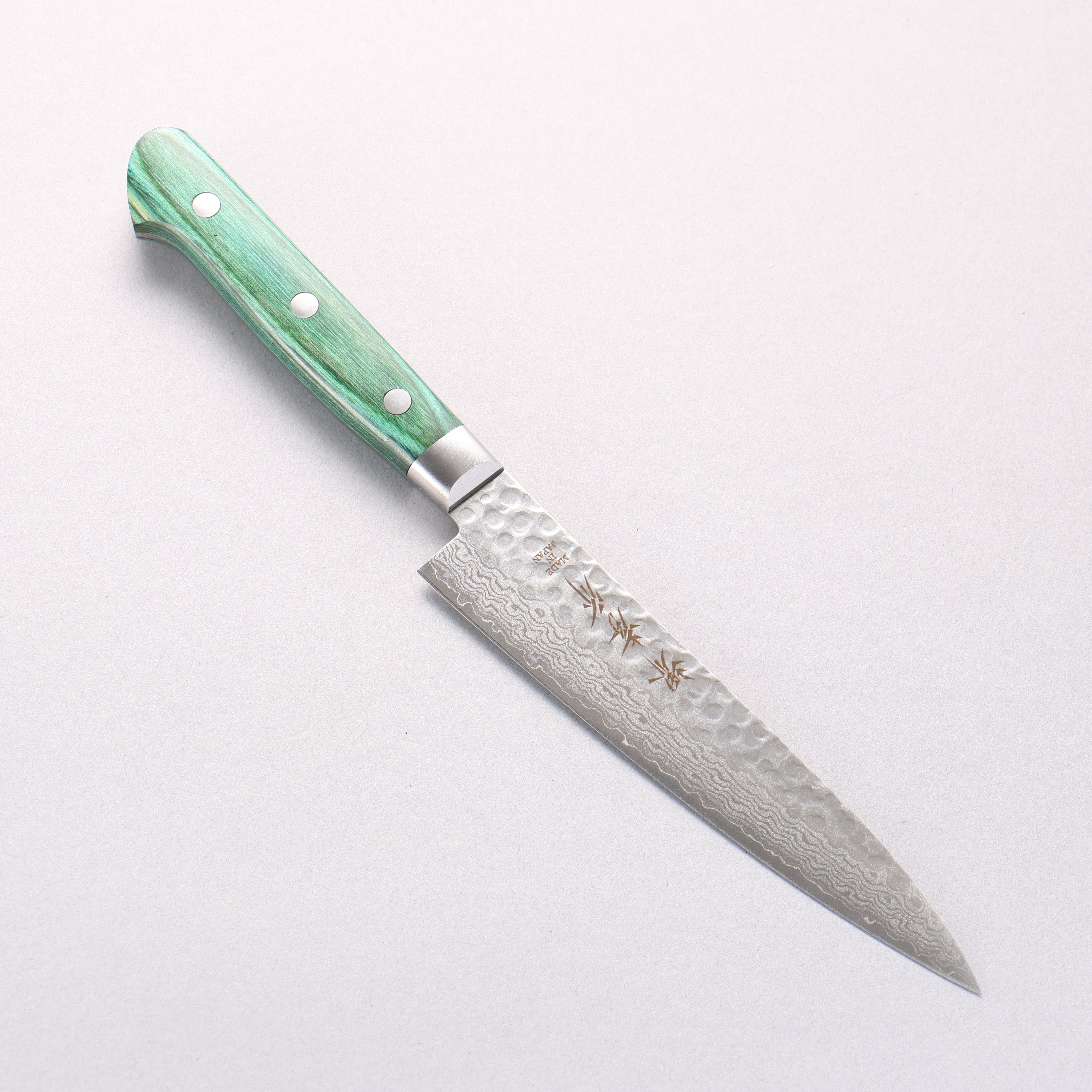 Couteau Sakai Takayuki VG10 17 couches Damas Petty-Utility 135 mm Manche en bois Pakka vert