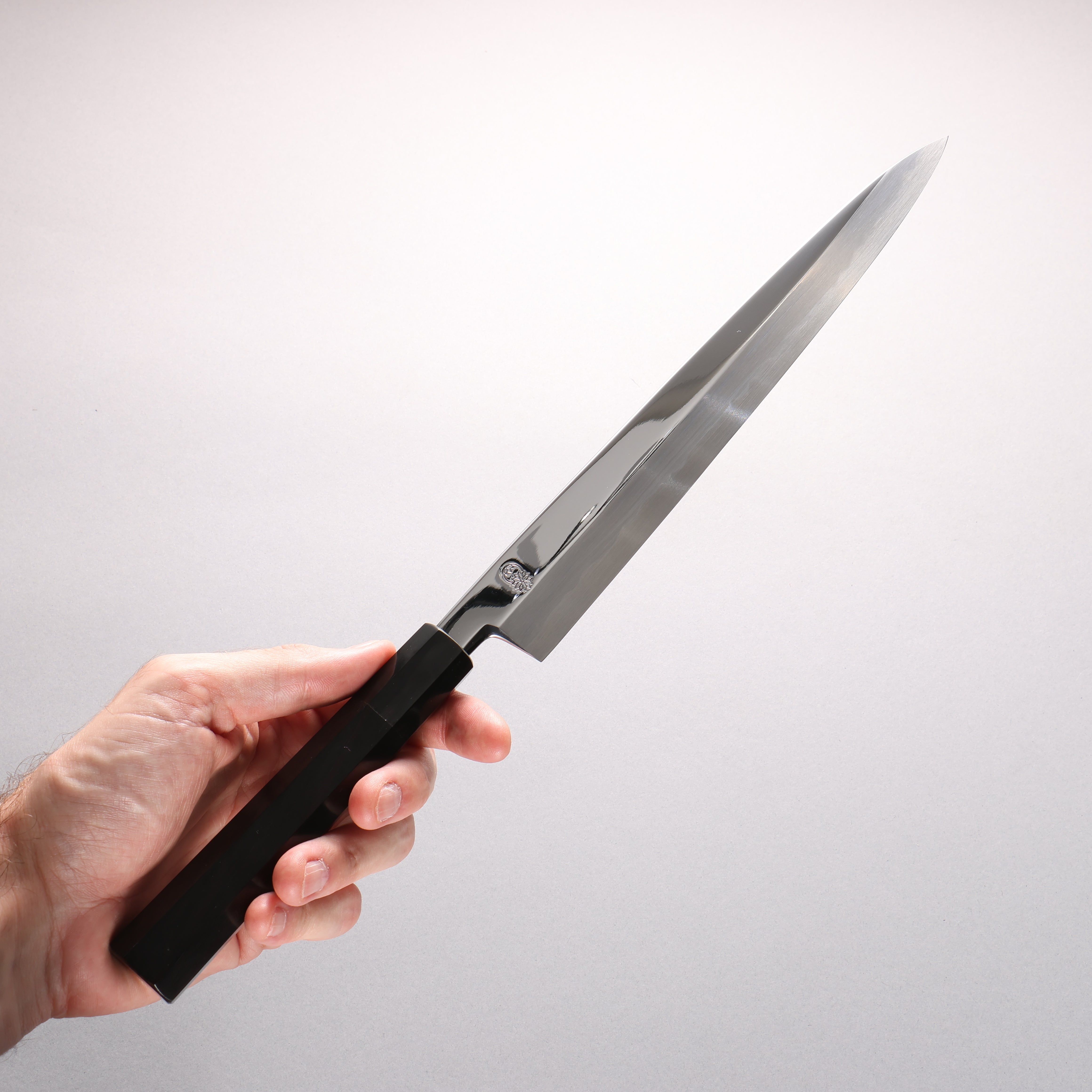 Choyo Blue Steel No.1 Mirrored Finish Yanagiba 270mm Ebony Wood (ferrule: Black Water Buffalo Horn) Handle