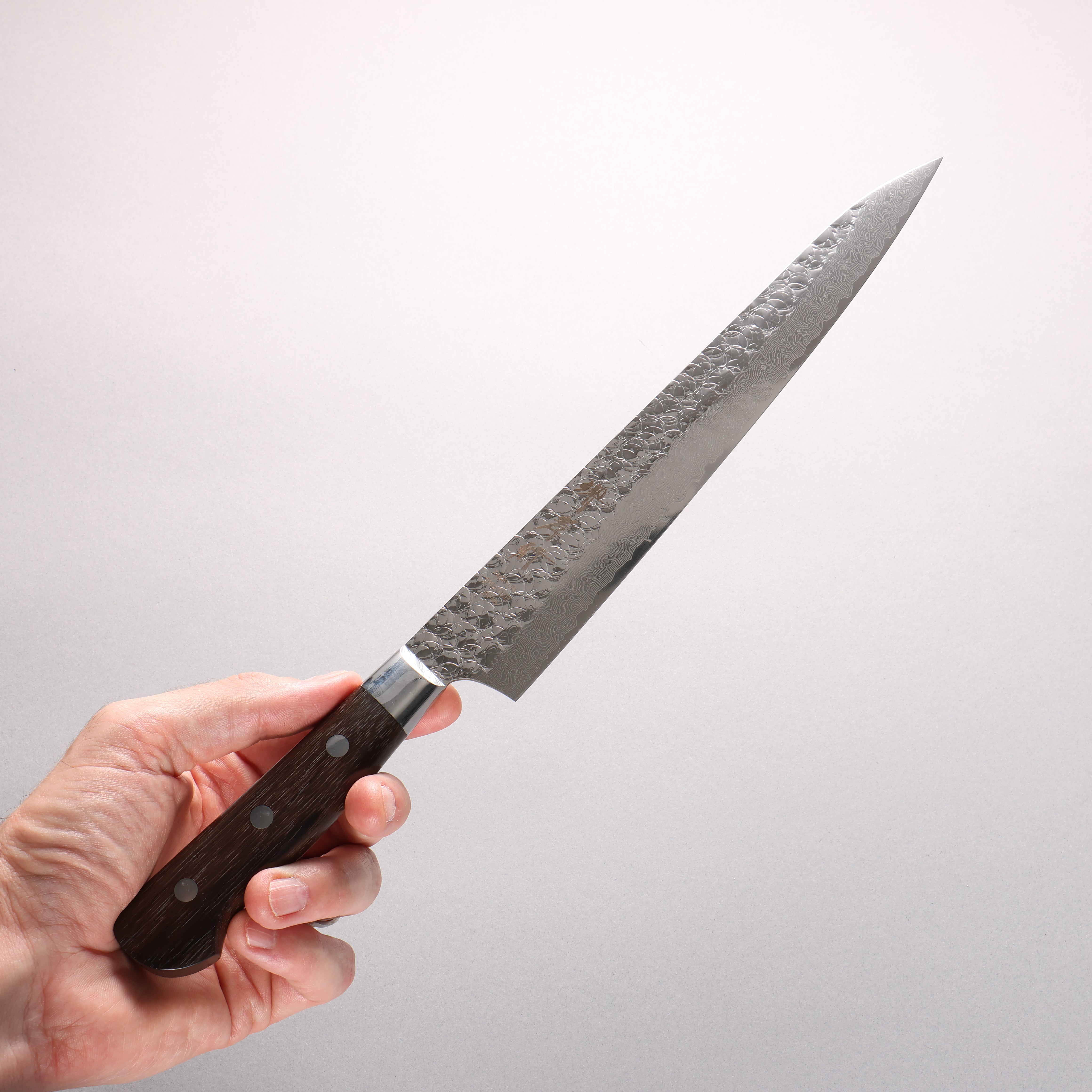 Sakai Takayuki SG2 Hammered Damascus Migaki Finished Sujihiki 240mm Rosewood Handle