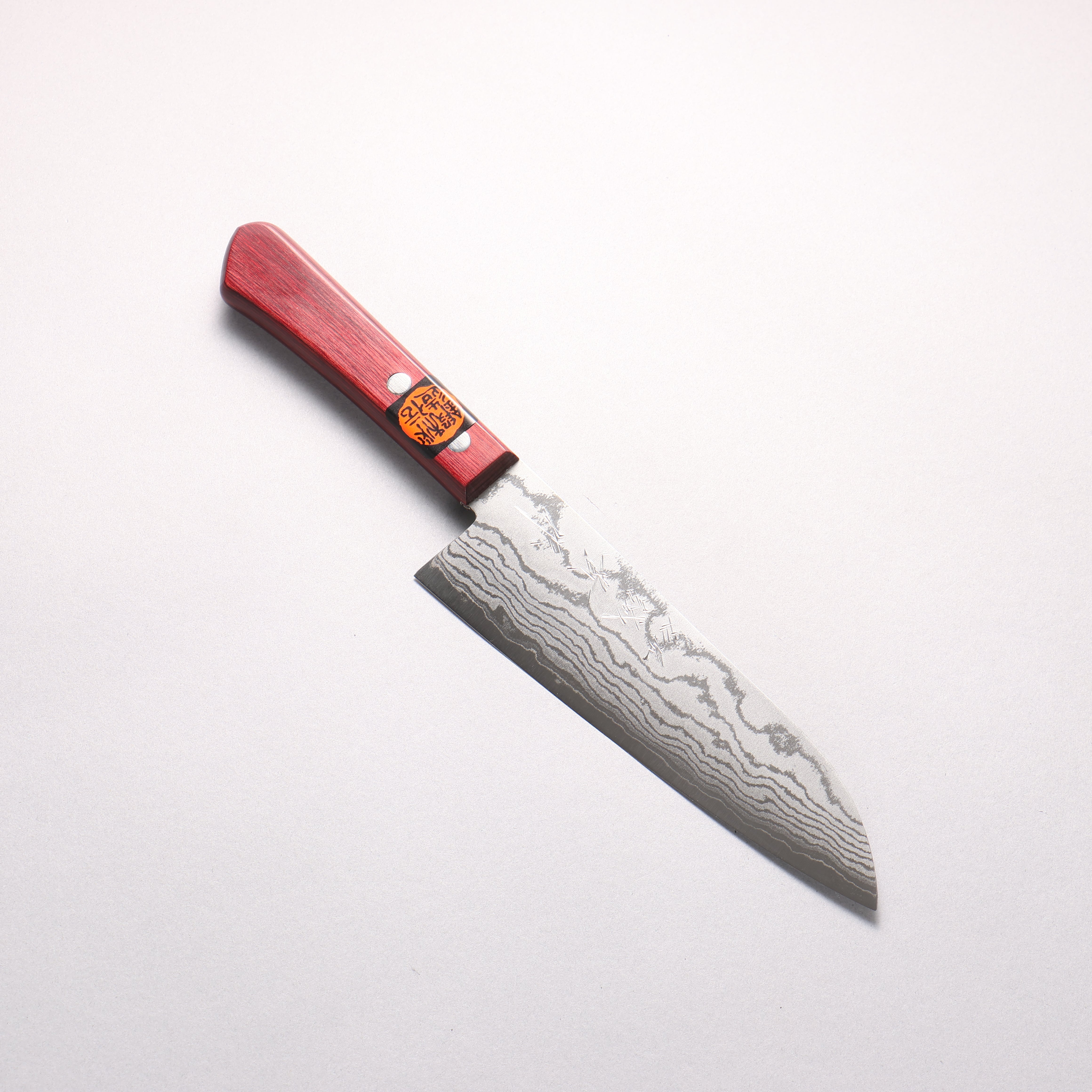 Shigeki Tanaka VG10 17 Layer Damascus Santoku 165mm Red Pakka wood Handle - Japanny - Best Japanese Knife