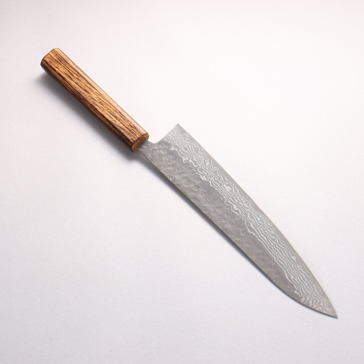 Seisuke Stainless Steel 440C Hammered Damascus Matte Gyuto 240mm Burnt Oak Handle - Japanny - Best Japanese Knife