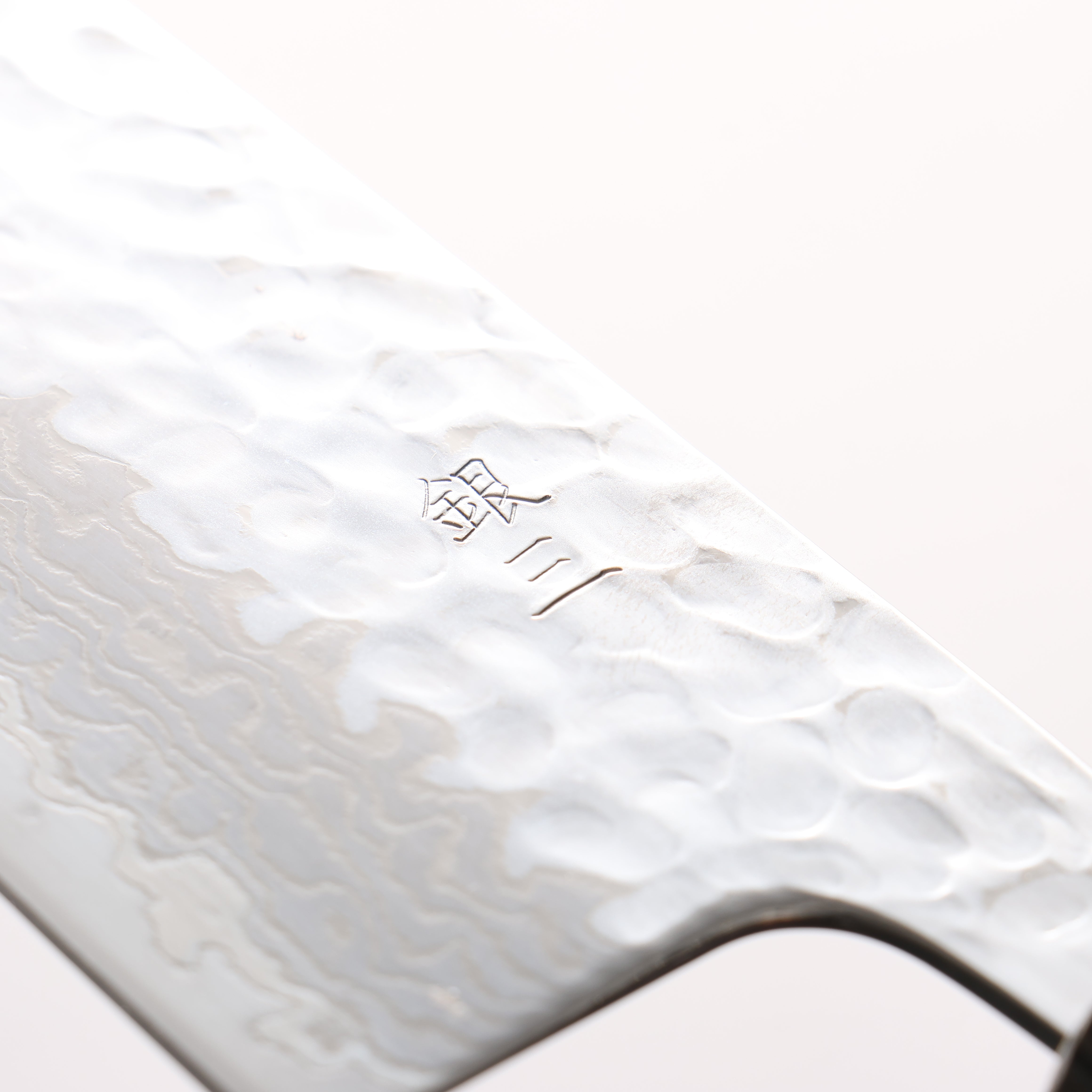 Oul Silver Steel No.3 Hammered Damascus Moon White Santoku 165mm Black Pakka wood Handle - Japanny - Best Japanese Knife
