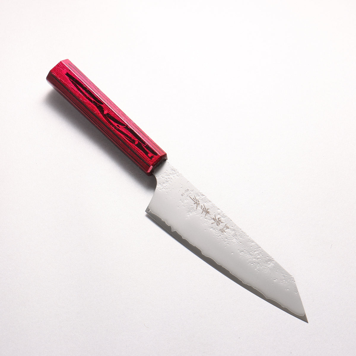 Sakai Takayuki Saikou VG10 Nashiji Kengata Santoku 160mm Brilliant Red Lacquer Color Handle - Japanny - Best Japanese Knife