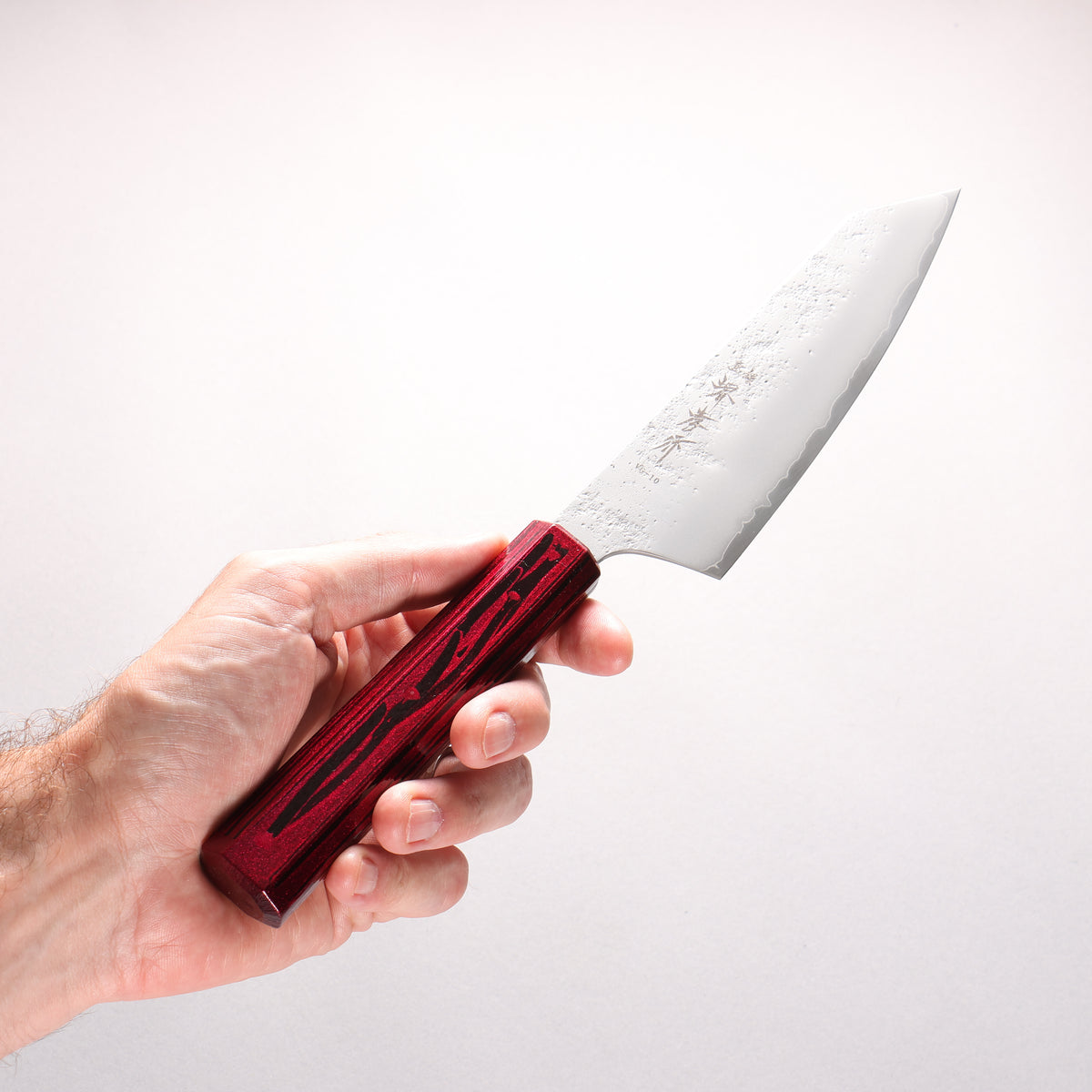 Sakai Takayuki Saikou VG10 Nashiji Kengata Santoku 160mm Brilliant Red Lacquer Color Handle - Japanny - Best Japanese Knife