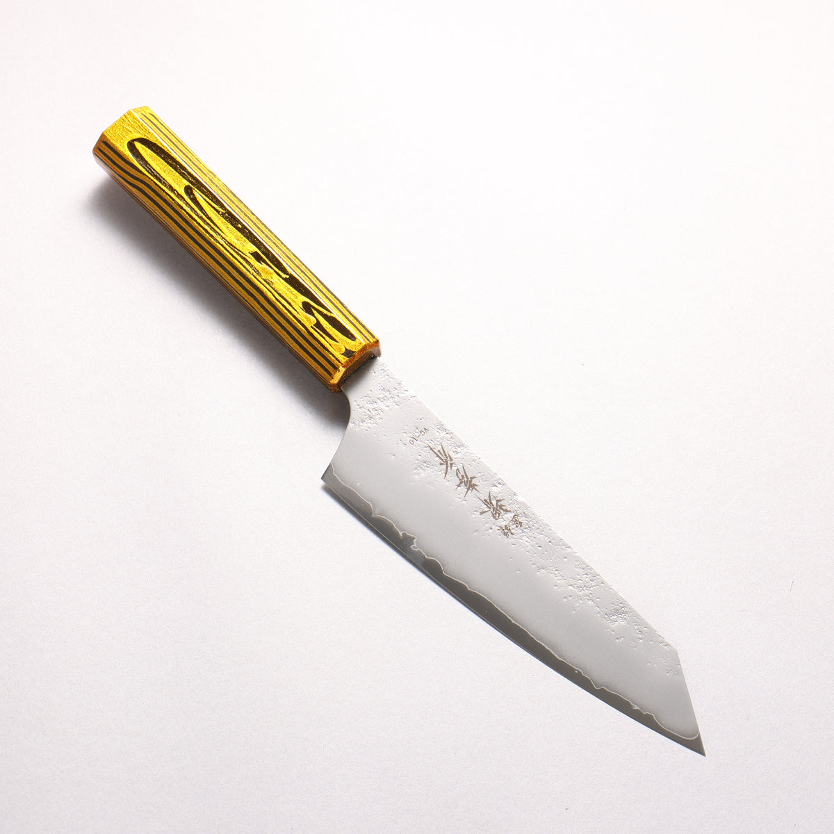 Sakai Takayuki Saikou VG10 Nashiji Kengata Santoku 160mm Brilliant Gold Lacquer Color Handle - Japanny - Best Japanese Knife