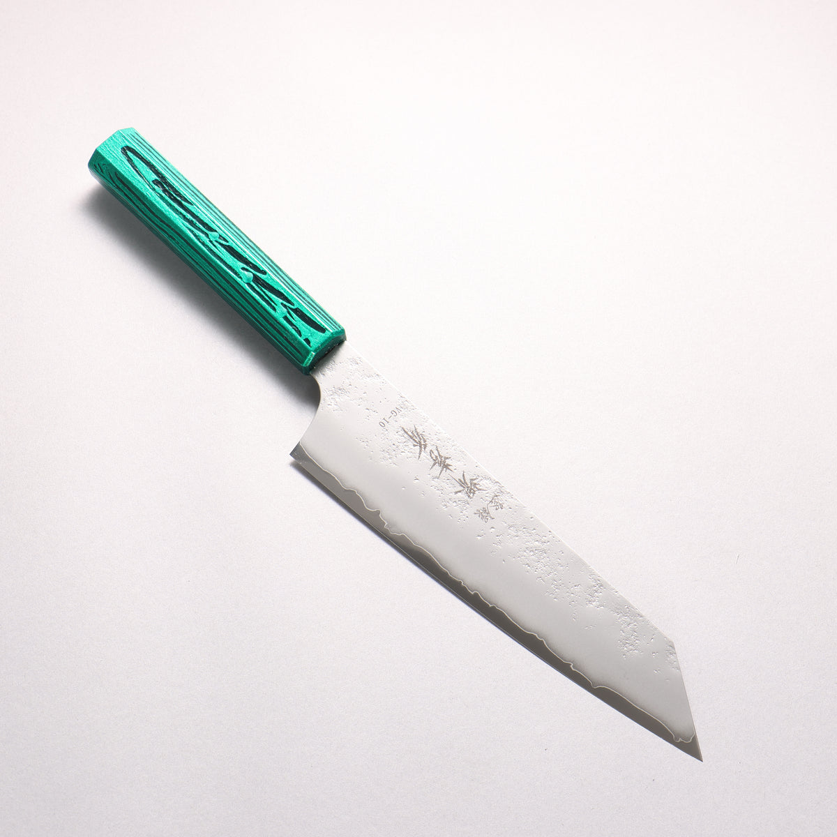 Sakai Takayuki Saikou VG10 Nashiji Kengata Gyuto 190mm Brilliant Green Lacquer Color Handle - Japanny - Best Japanese Knife