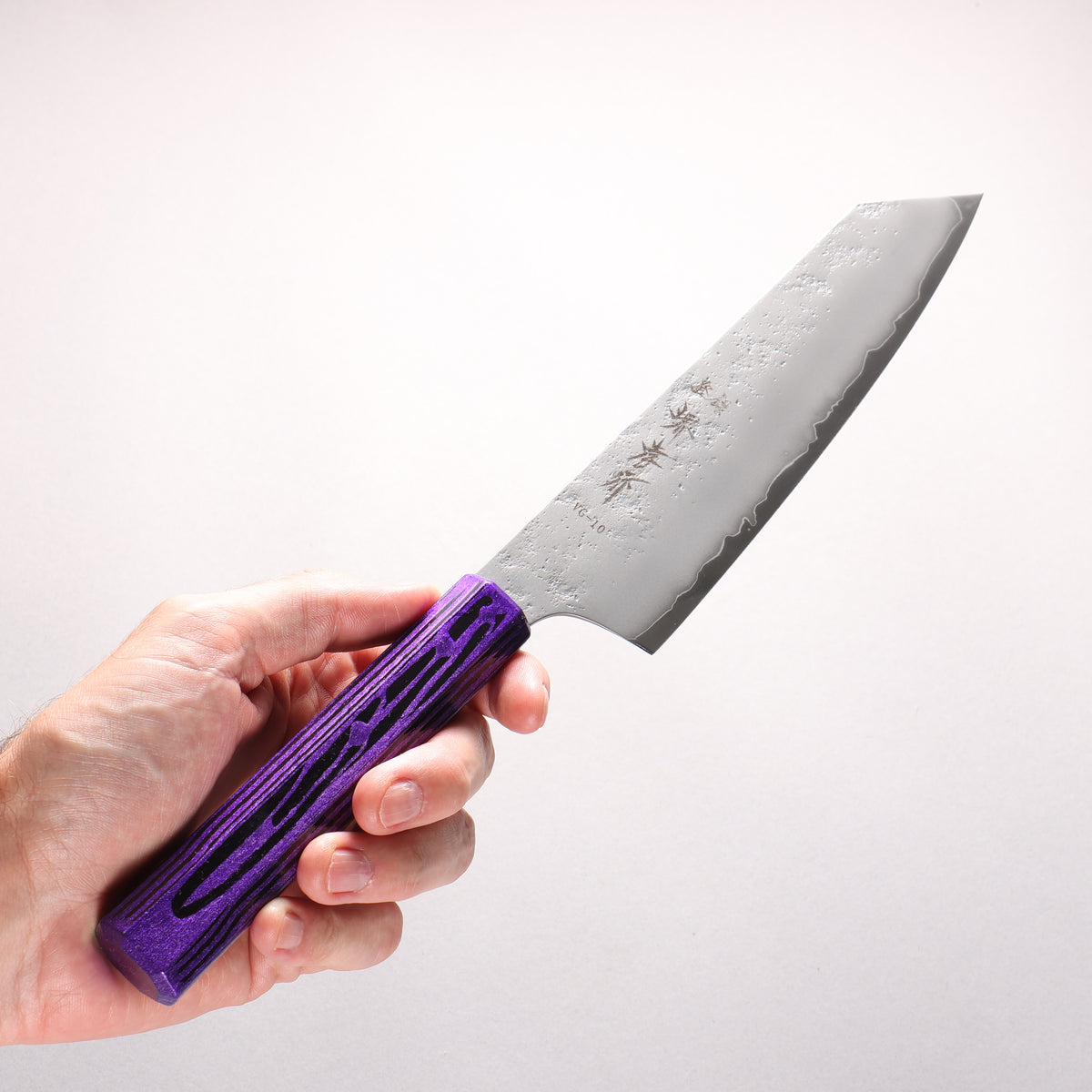 Sakai Takayuki Saikou VG10 Nashiji Kengata Gyuto 190mm Brilliant Purple Lacquer Color Handle - Japanny - Best Japanese Knife