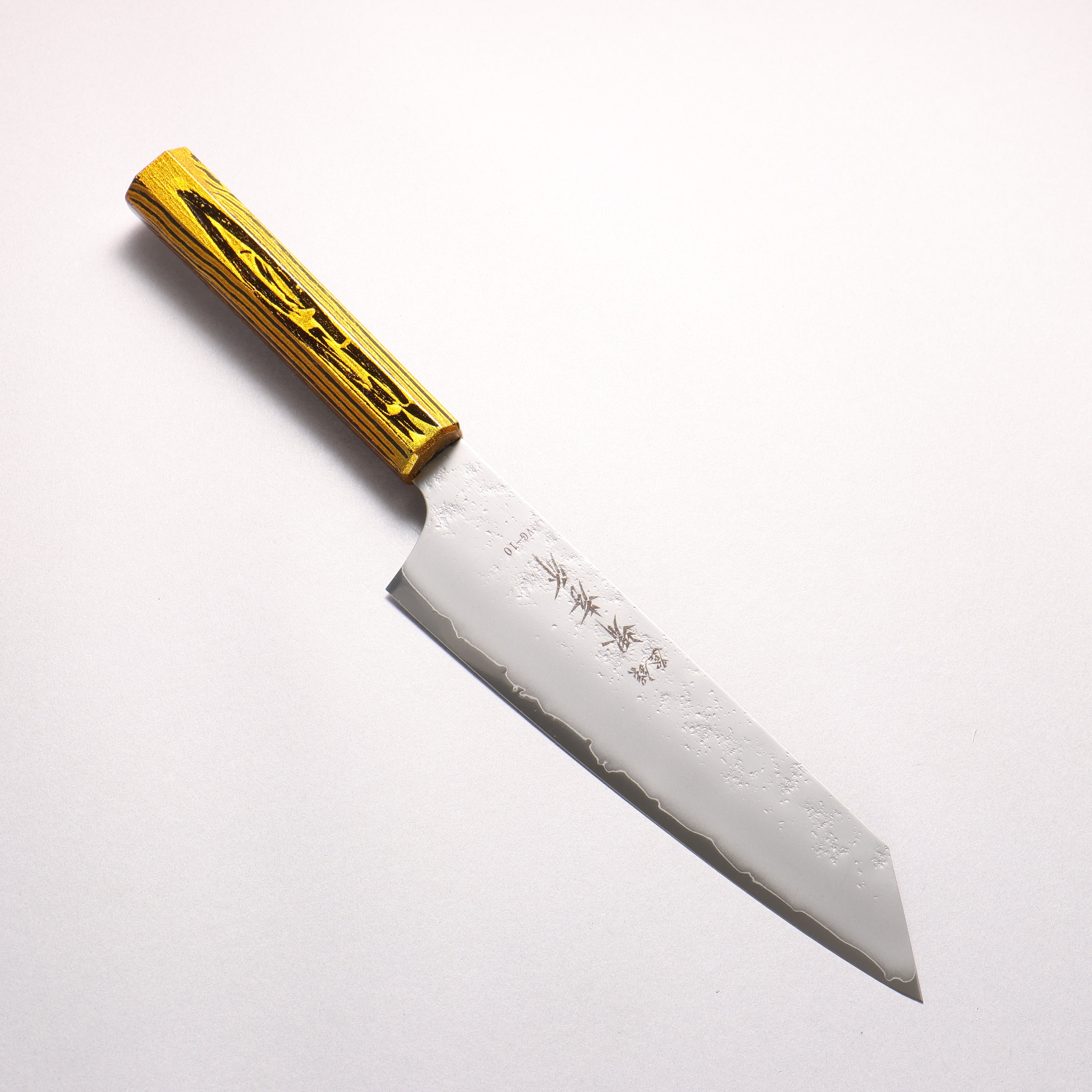 Sakai Takayuki Saikou VG10 Nashiji Kengata Gyuto 190mm Brilliant Gold Lacquer Color Handle - Japanny - Best Japanese Knife