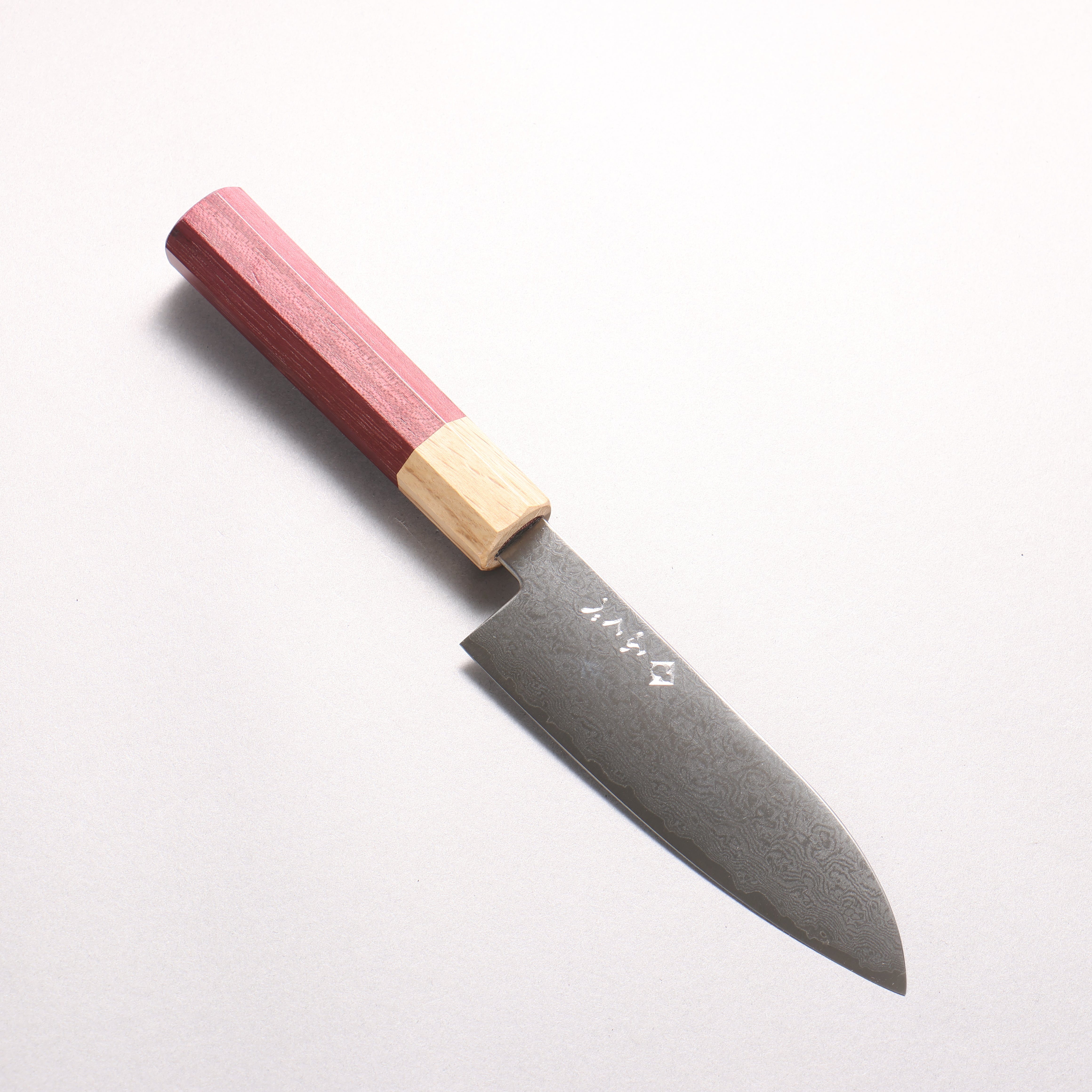 Fukube VG10 16 Layer Damascus Santoku 130mm Purple Heart Handle - Japanny - Best Japanese Knife