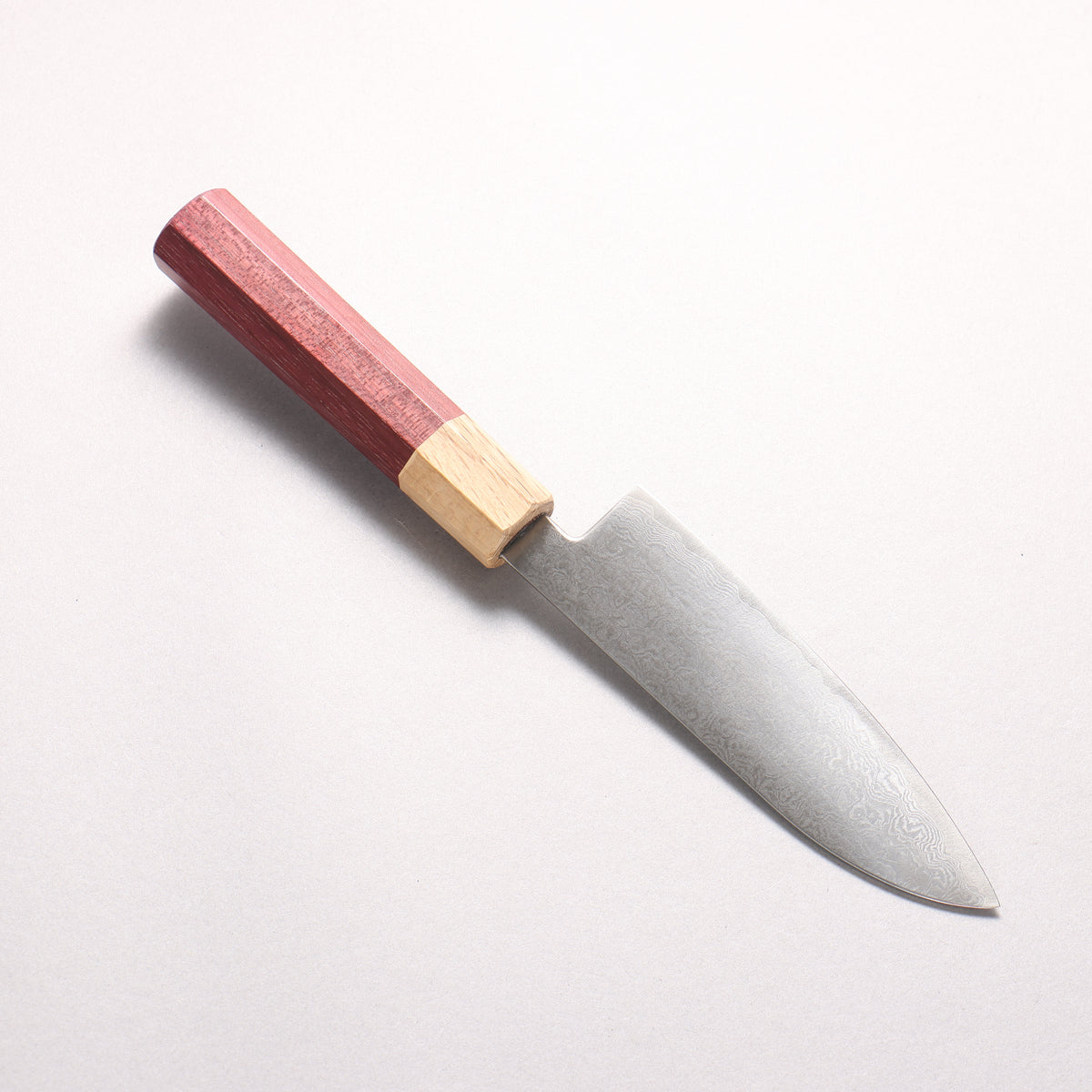 Fukube VG10 16 Layer Damascus Santoku 130mm Purple Heart Handle - Japanny - Best Japanese Knife