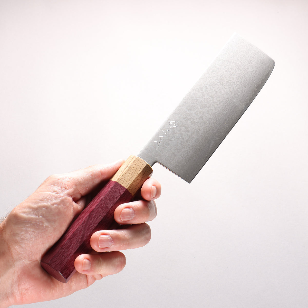 Fukube VG10 16 Layer Damascus Nakiri 170mm Purple Heart Handle - Japanny - Best Japanese Knife