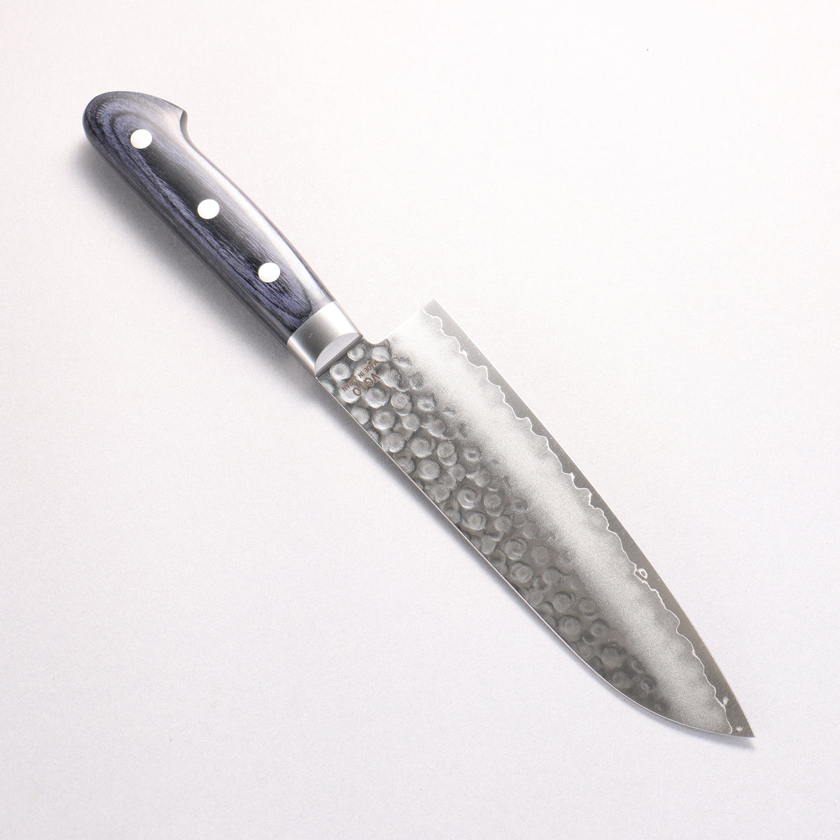 Higuchi VG10 Hammered Santoku 180mm Navy blue Pakka wood Handle - Japanny - Best Japanese Knife
