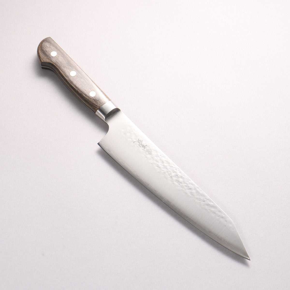 Kanjyo SG2 Hammered Kiritsuke Gyuto 210mm Gray Pakka wood Handle - Japanny - Best Japanese Knife