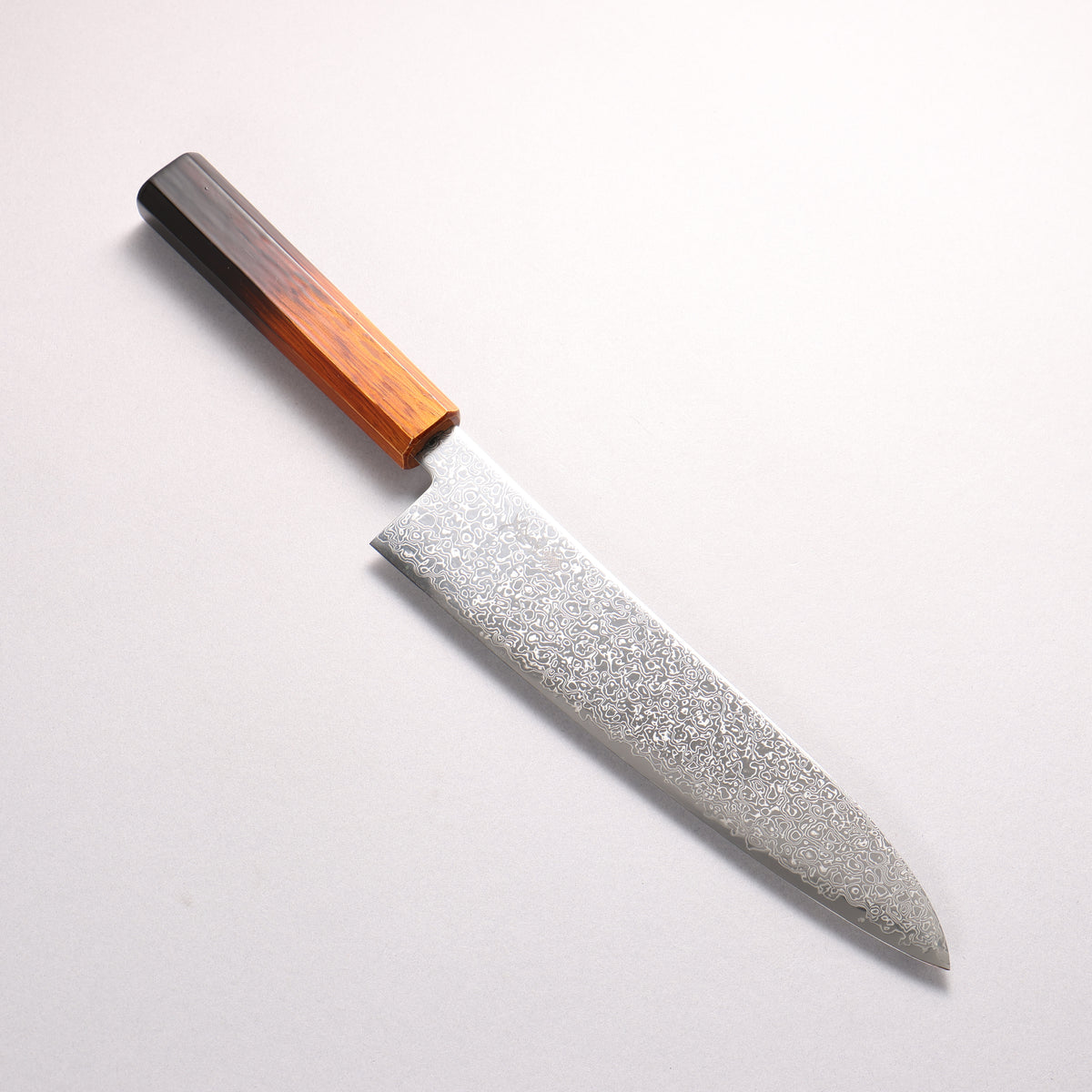 Kanjyo SG2 Damascus Gyuto 210mm Burnt Wood Lacquered Handle - Japanny - Best Japanese Knife