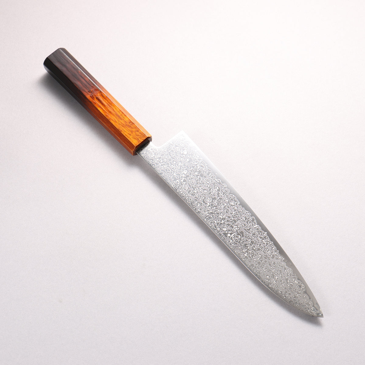 Kanjyo SG2 Damascus Gyuto 210mm Burnt Wood Lacquered Handle - Japanny - Best Japanese Knife