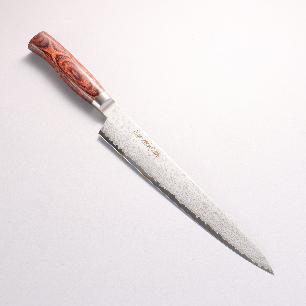 Sakai Kikumori VG10 17 Layer Damascus Sujihiki 240mm Red Pakka wood Handle