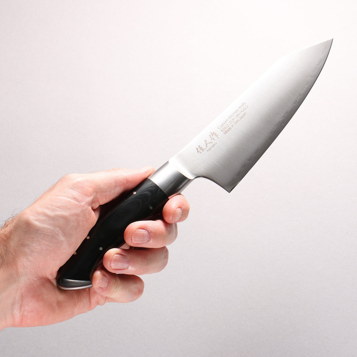 Kajin ZDP189 3 Layer Kiritsuke Santoku 165mm Linen Micarta Handle