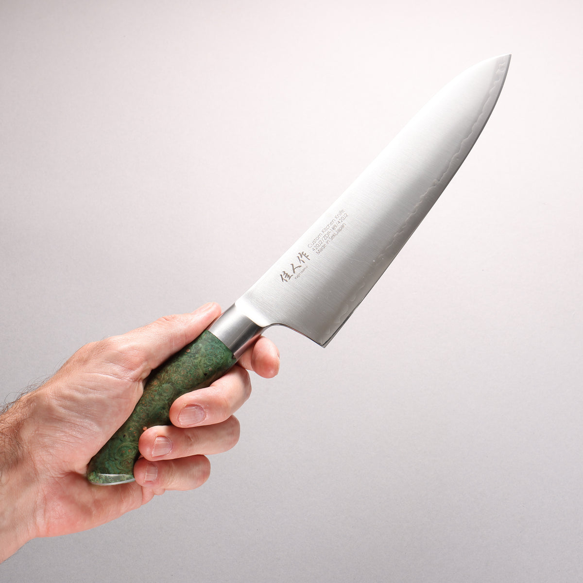 Kajin ZDP189 3 Layer Gyuto 240mm Stabilized wood Handle