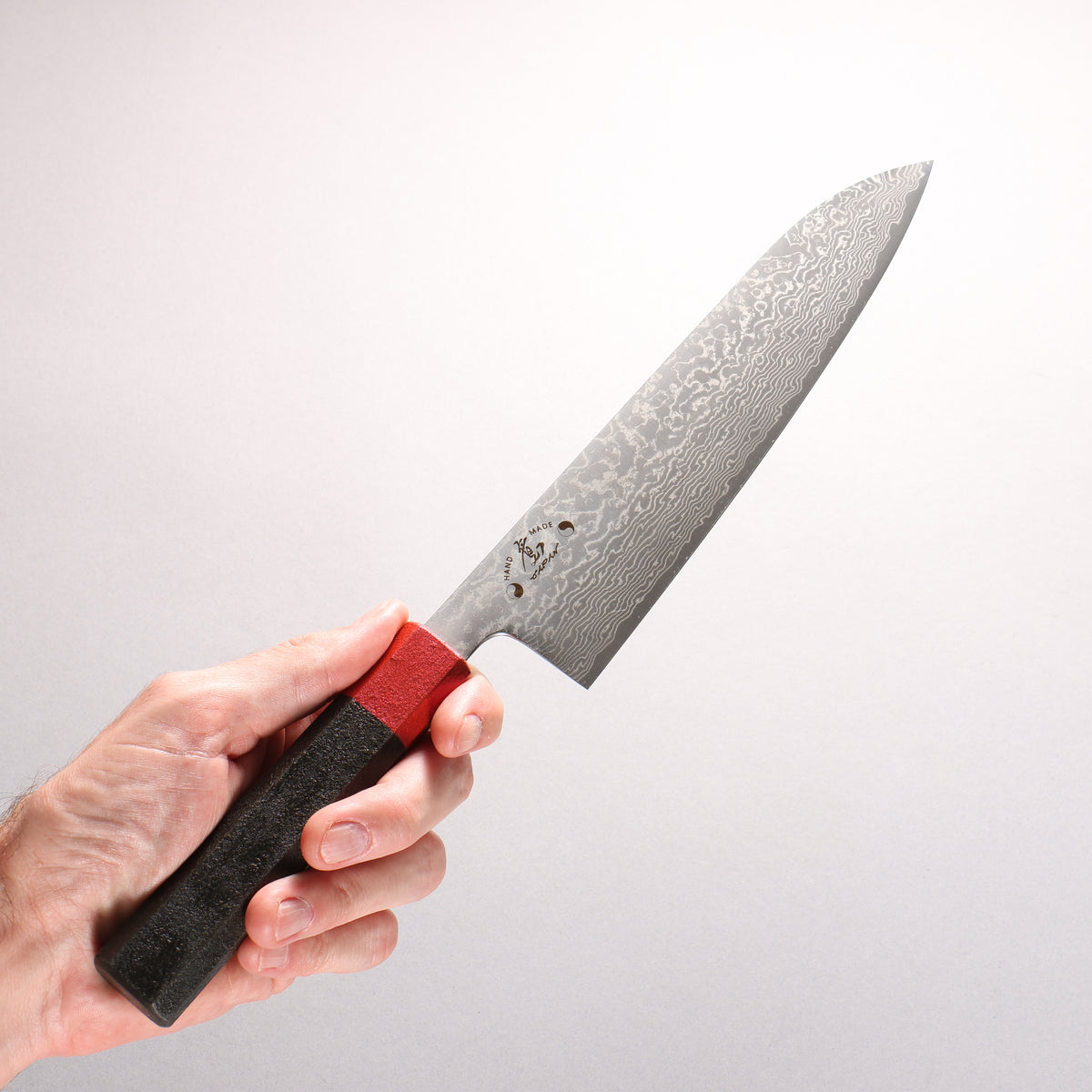 Hiroshi Suzuki SPG STRIX Mirrored Finish Damascus Gyuto 210mm Black Lacquered (ferrule: Red color) Handle