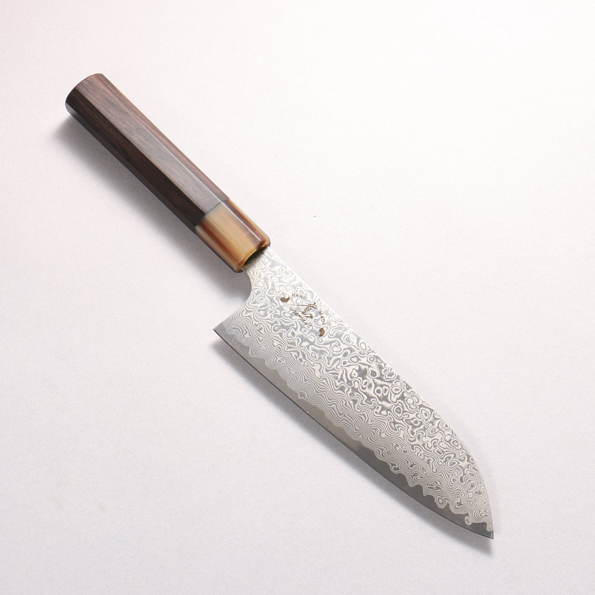 Hiroshi Suzuki ZDP189 Mirrored Finish Damascus Santoku 165mm Ebony Wood (ferrule: White Water Buffalo Horn) Handle