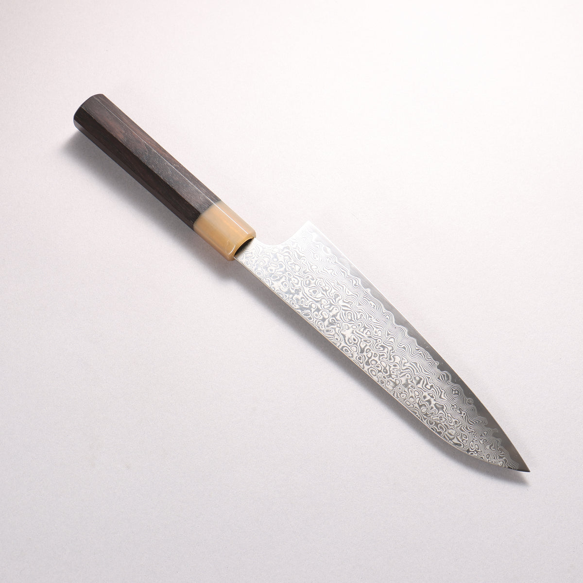 Hiroshi Suzuki ZDP189 Mirrored Finish Damascus Sujihiki 195mm Ebony Wood (ferrule: White Water Buffalo Horn) Handle