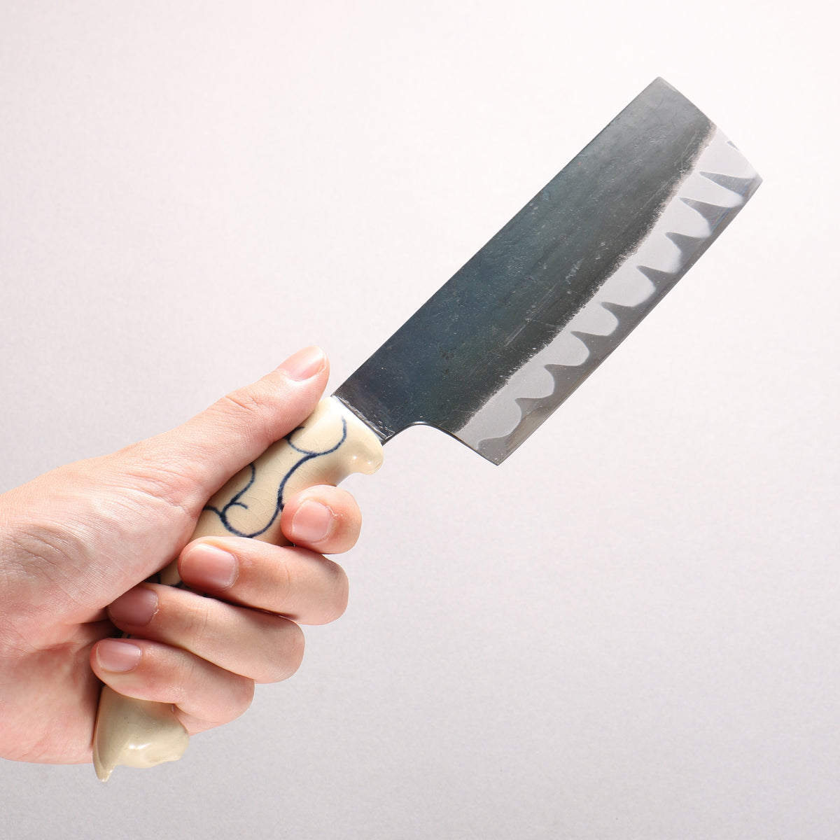 Yuma Oba Blue Steel No.2 Black Finished Nakiri 120mm Cat Shaped Ceramic Handle
