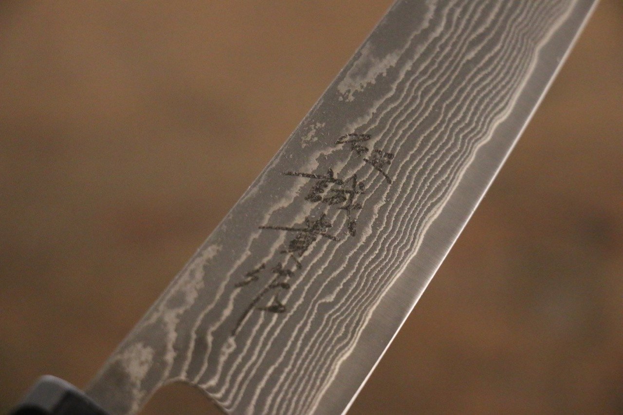 Shigeki Tanaka Habakiri SG2 Damascus Petty-Utility  150mm Ebony Wood Handle - Japanny - Best Japanese Knife