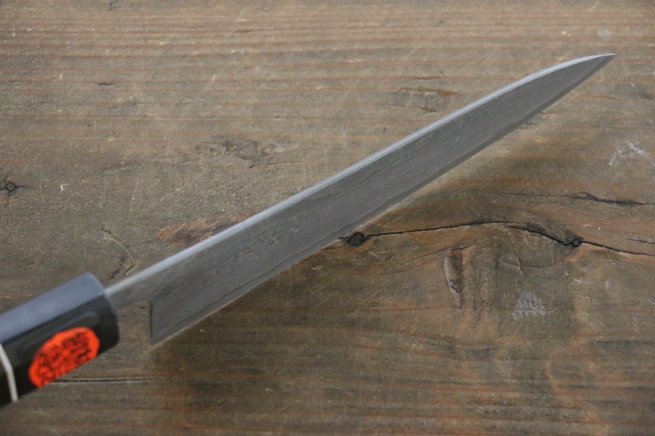 Shigeki Tanaka Habakiri SG2 Damascus Petty-Utility  150mm Ebony Wood Handle - Japanny - Best Japanese Knife