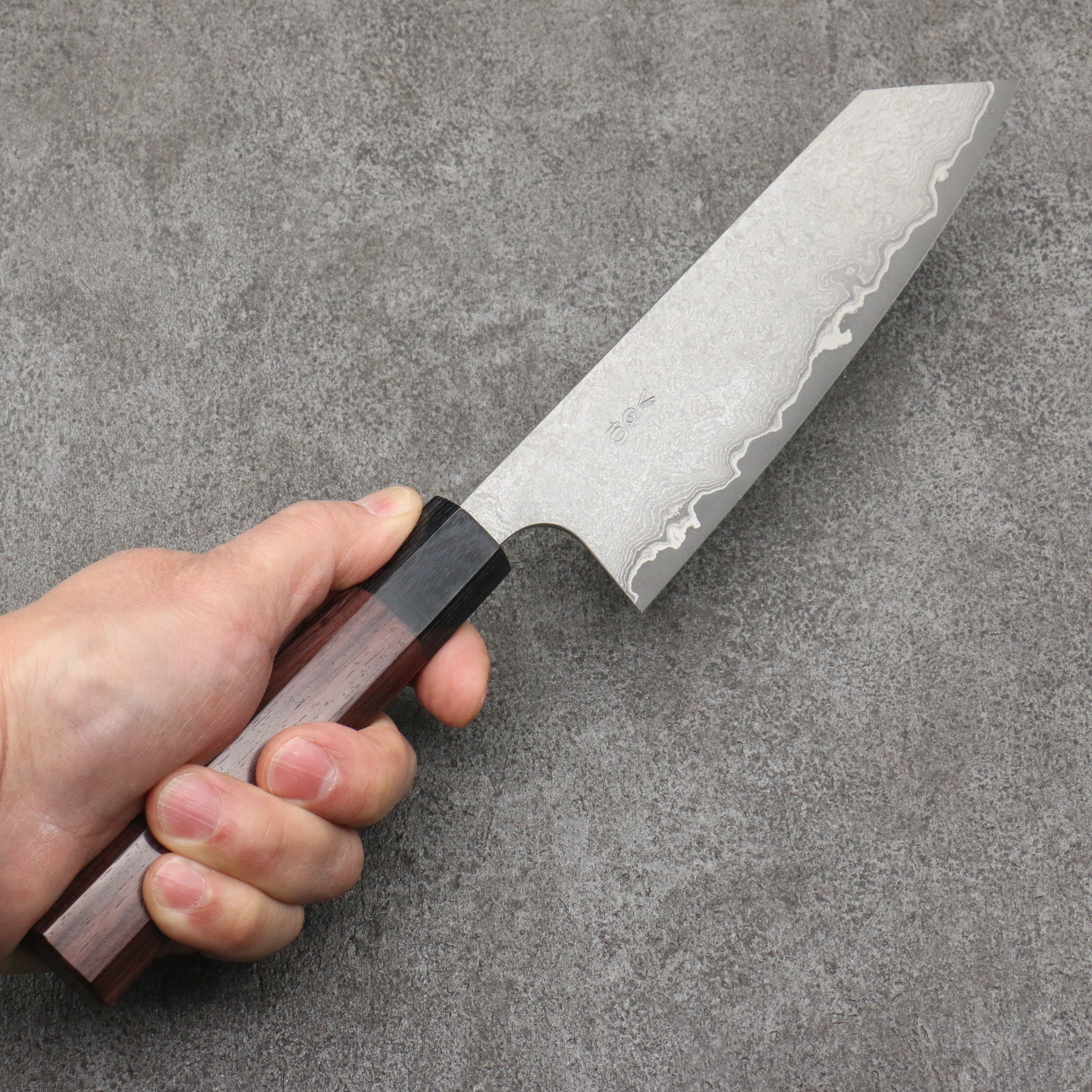 Nao Yamamoto VG10 Black Damascus Bunka 165mm Shitan Handle - Japanny - Best Japanese Knife