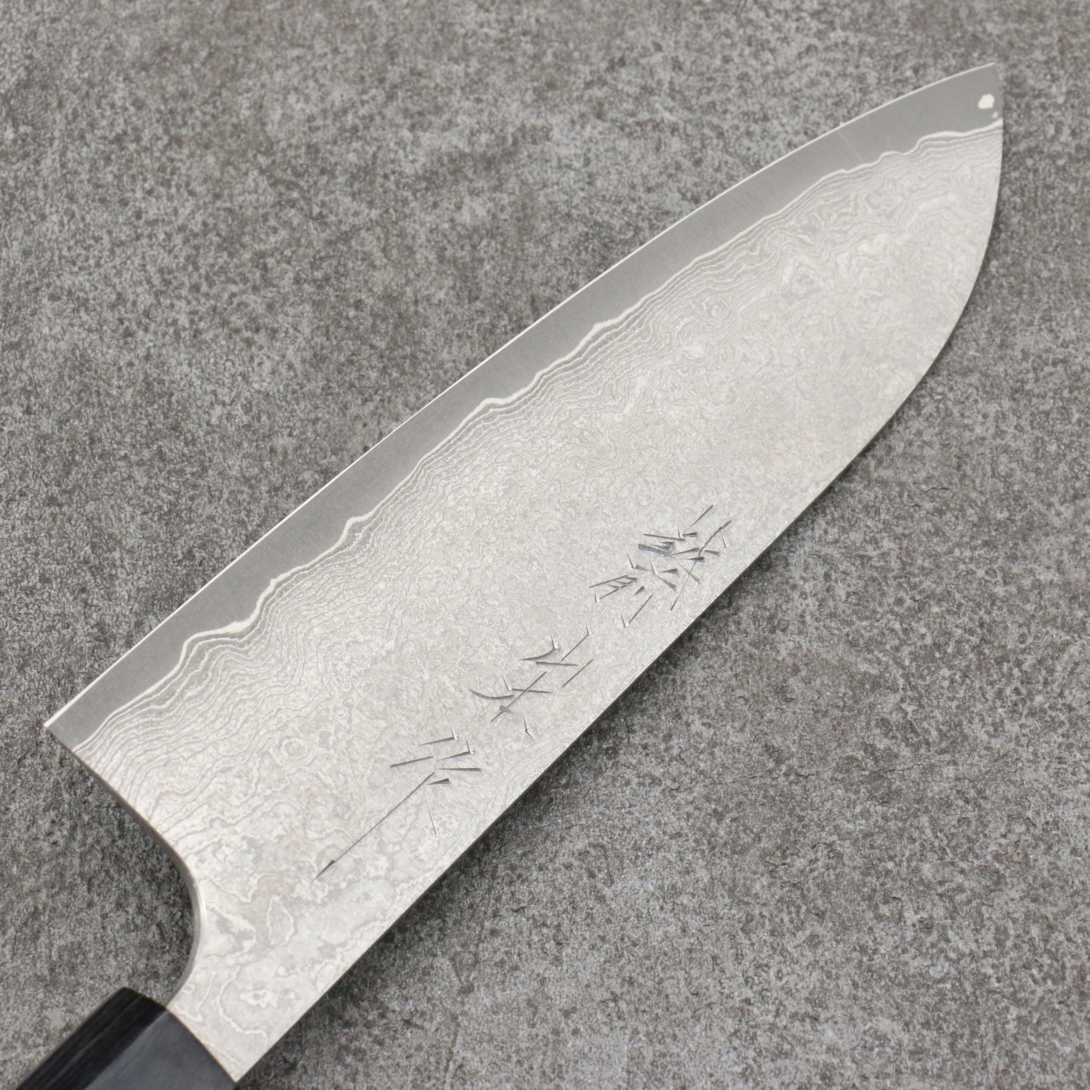 Nao Yamamoto VG10 Black Damascus Santoku 165mm Shitan Handle - Japanny - Best Japanese Knife