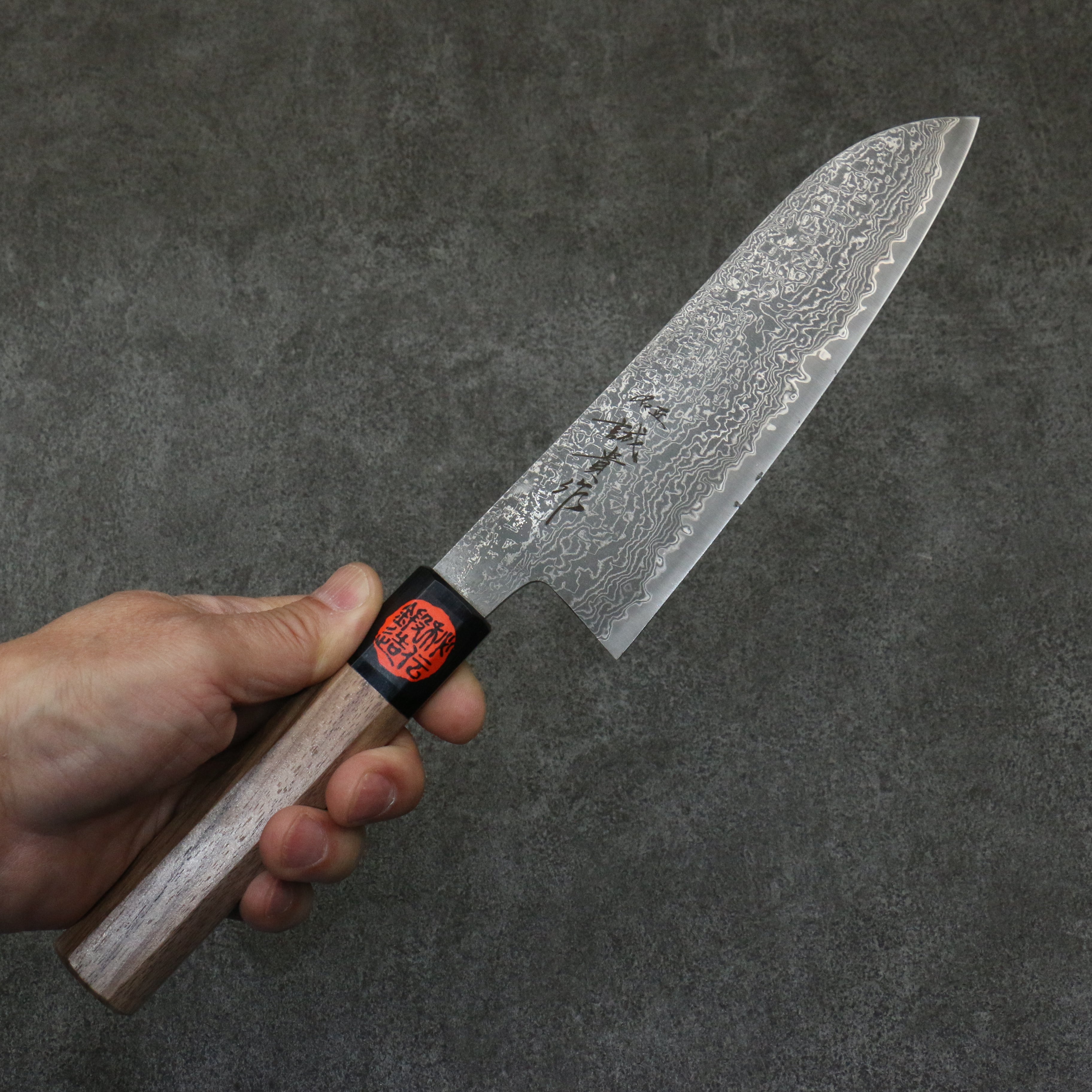 Shigeki Tanaka Harukaze SG2 Damascus Santoku  165mm Walnut Handle - Japanny - Best Japanese Knife