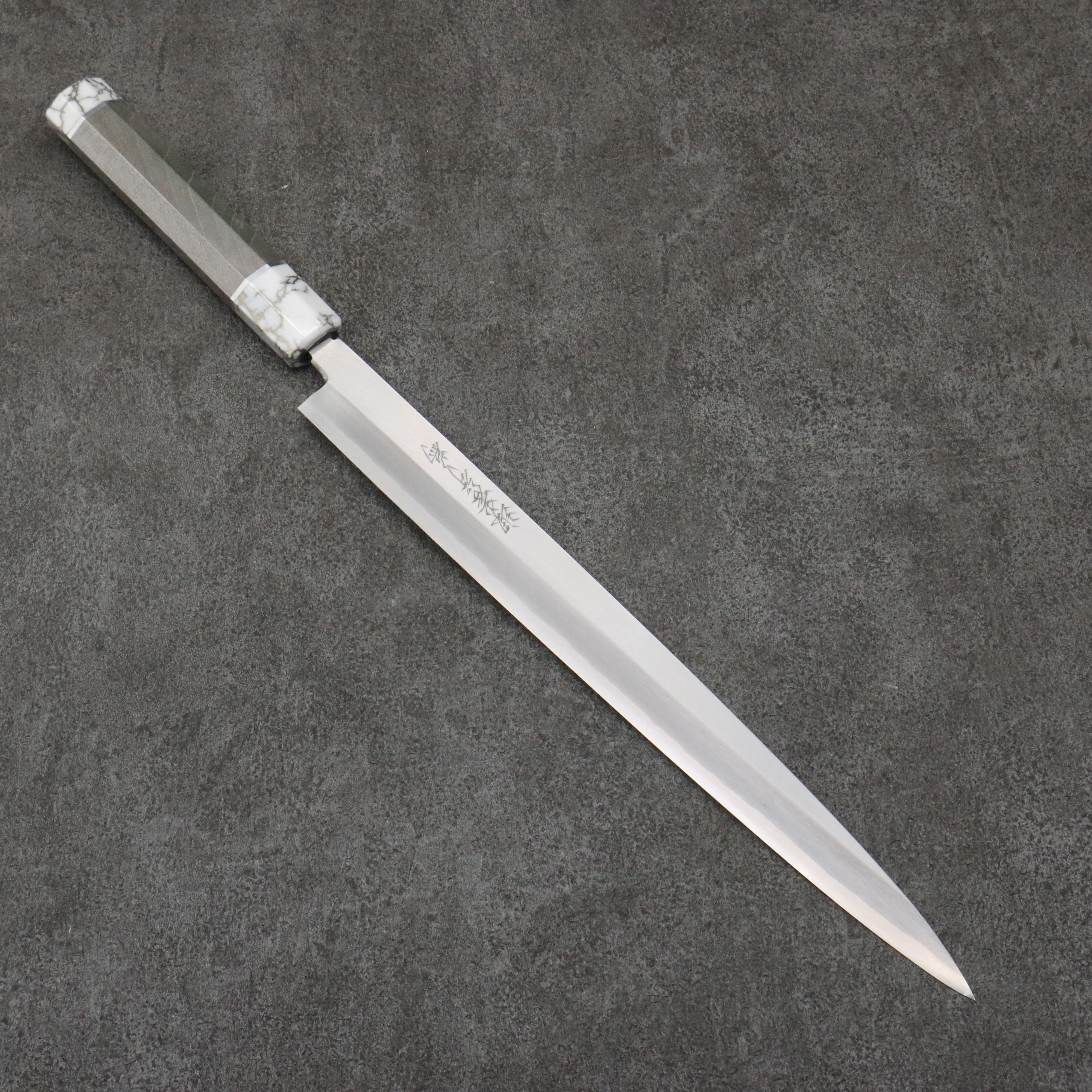 Sakai Takayuki Chef Series Silver Steel No.3 Fuguhiki  300mm Stabilized wood (White Ferrule and End Cap) Handle with Sheath - Japanny - Best Japanese Knife