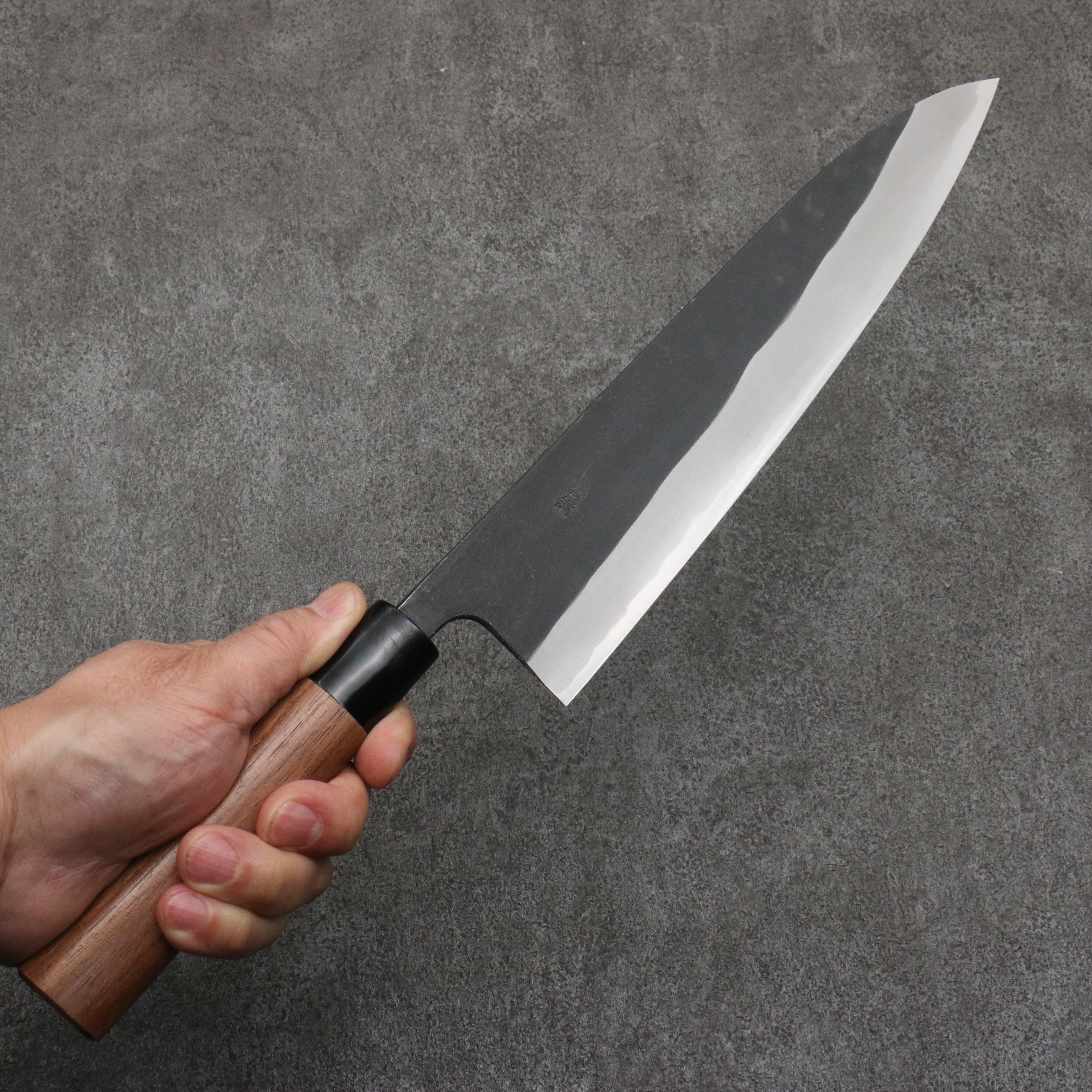 Nao Yamamoto Blue Steel Kurouchi Gyuto  240mm Walnut Handle - Japanny - Best Japanese Knife