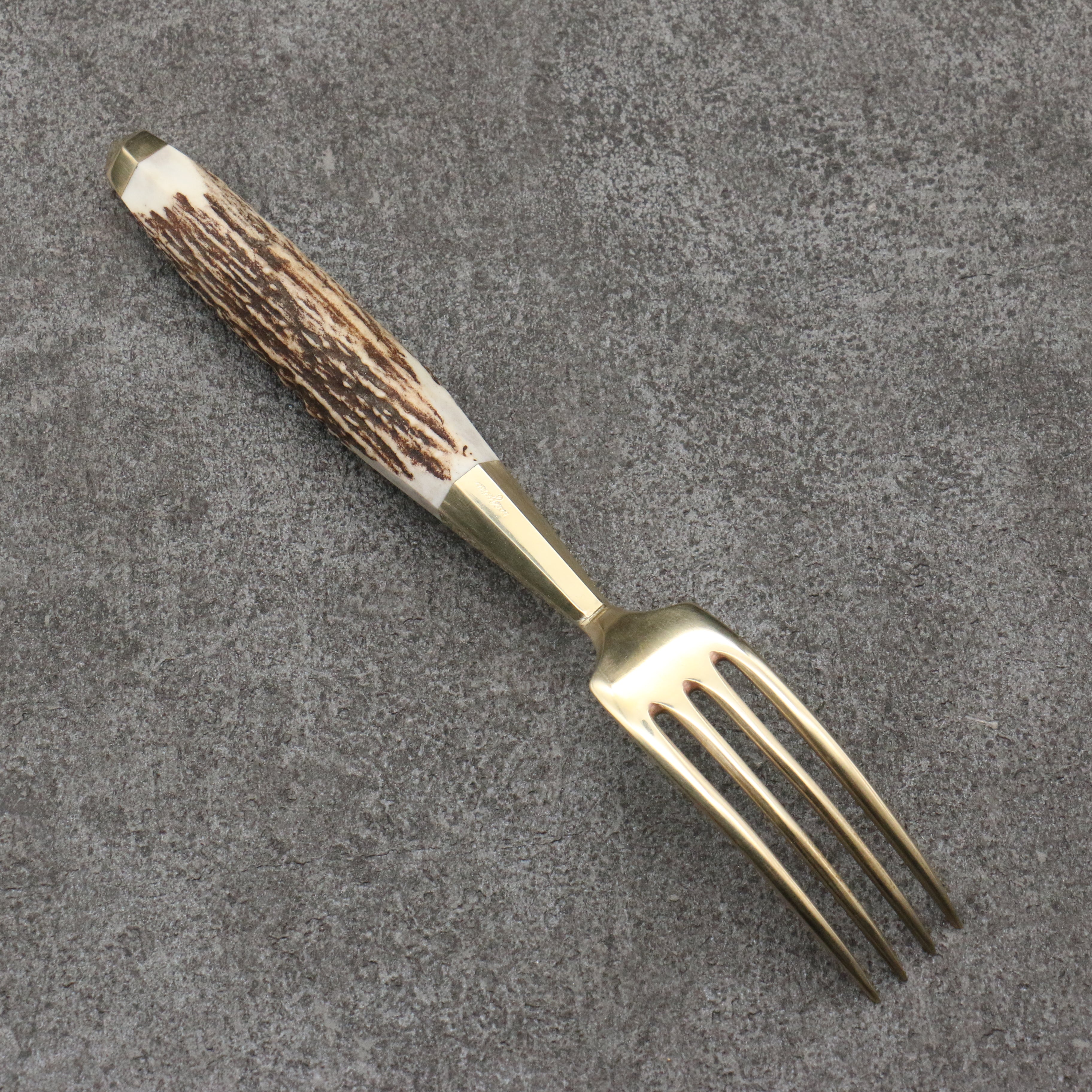 Meguru Stainless Steel Fork  Stag Handle - Japanny - Best Japanese Knife