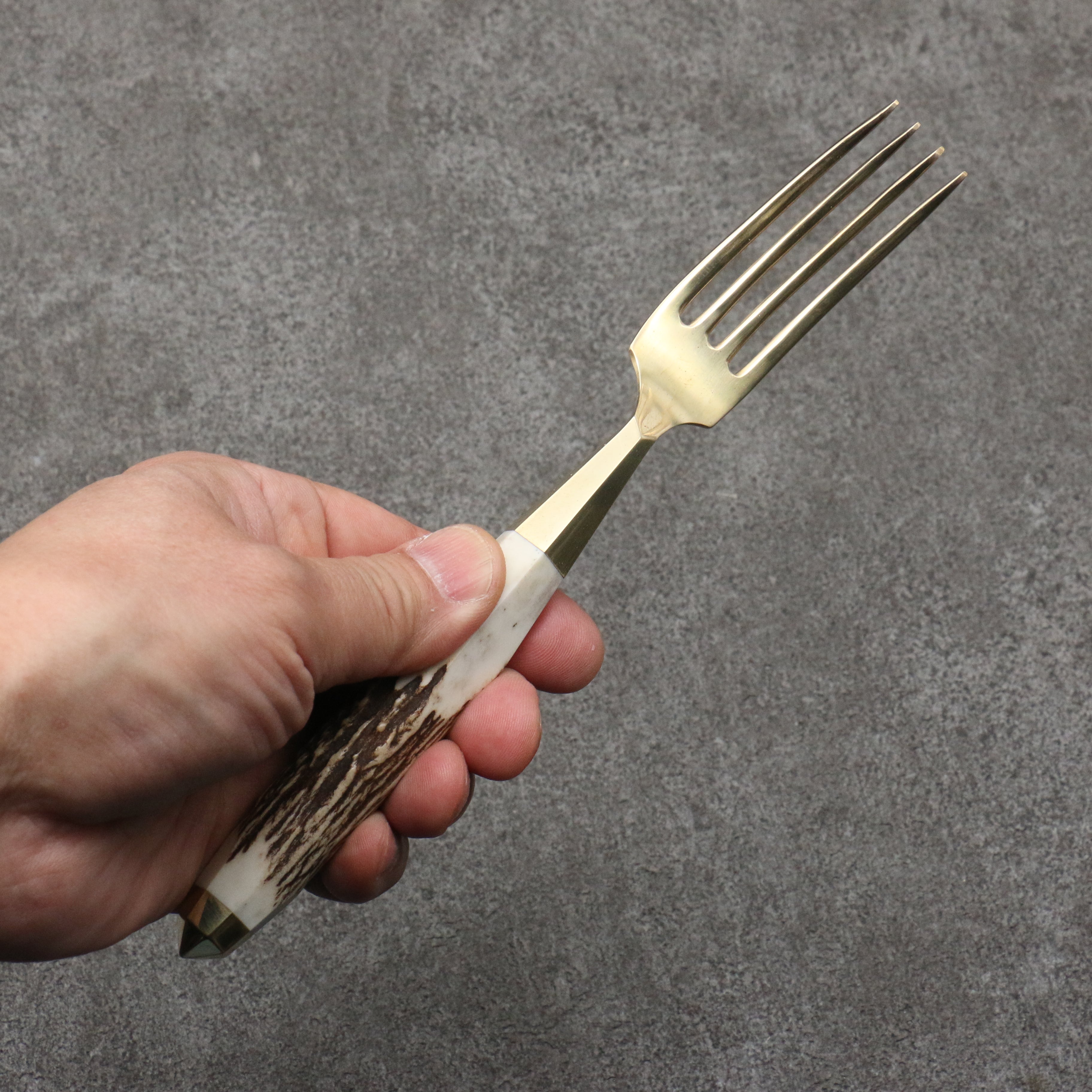 Meguru Stainless Steel Fork  Stag Handle - Japanny - Best Japanese Knife