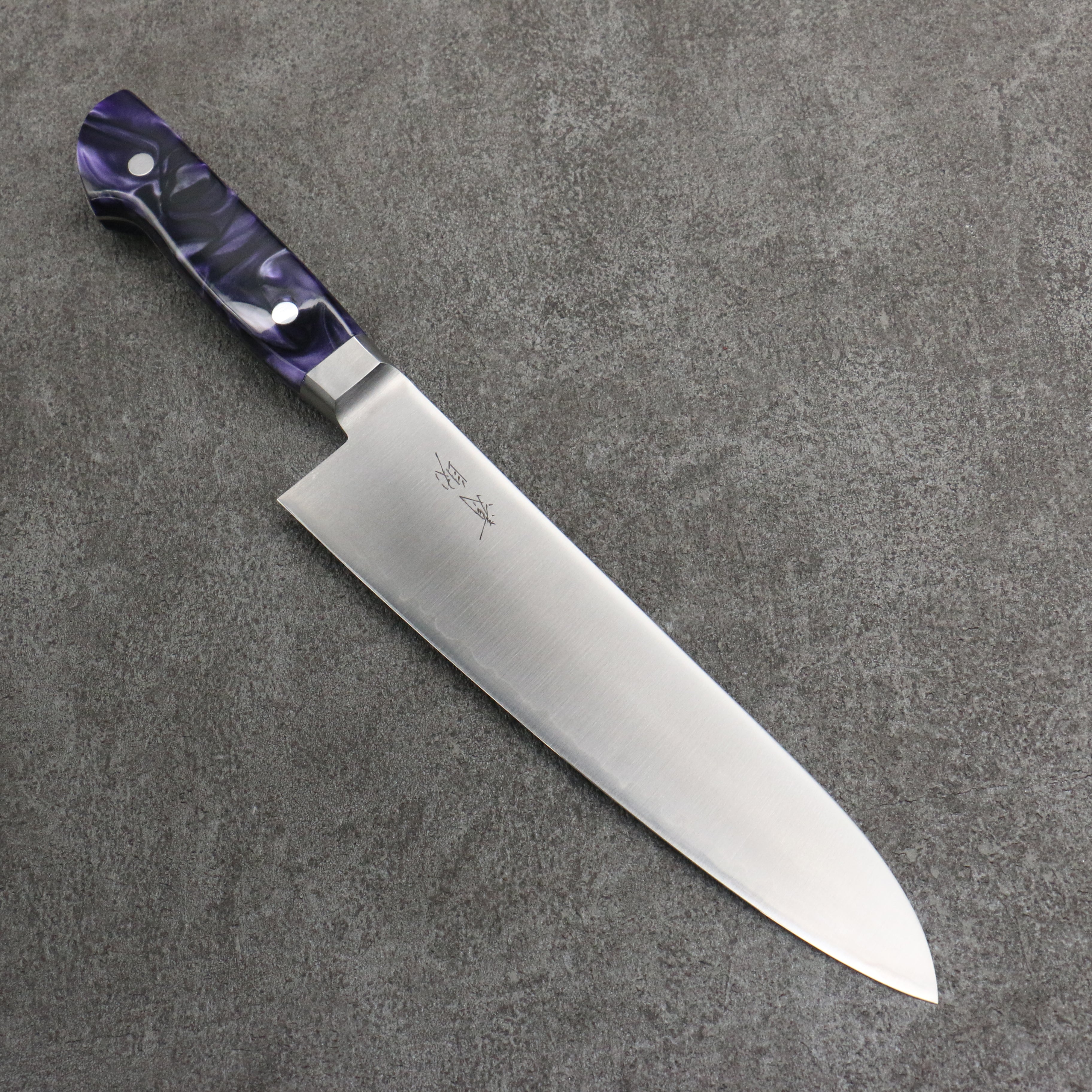 Seisuke VG5 Migaki Finished Gyuto  210mm Purple Marbled Resin Handle - Japanny - Best Japanese Knife