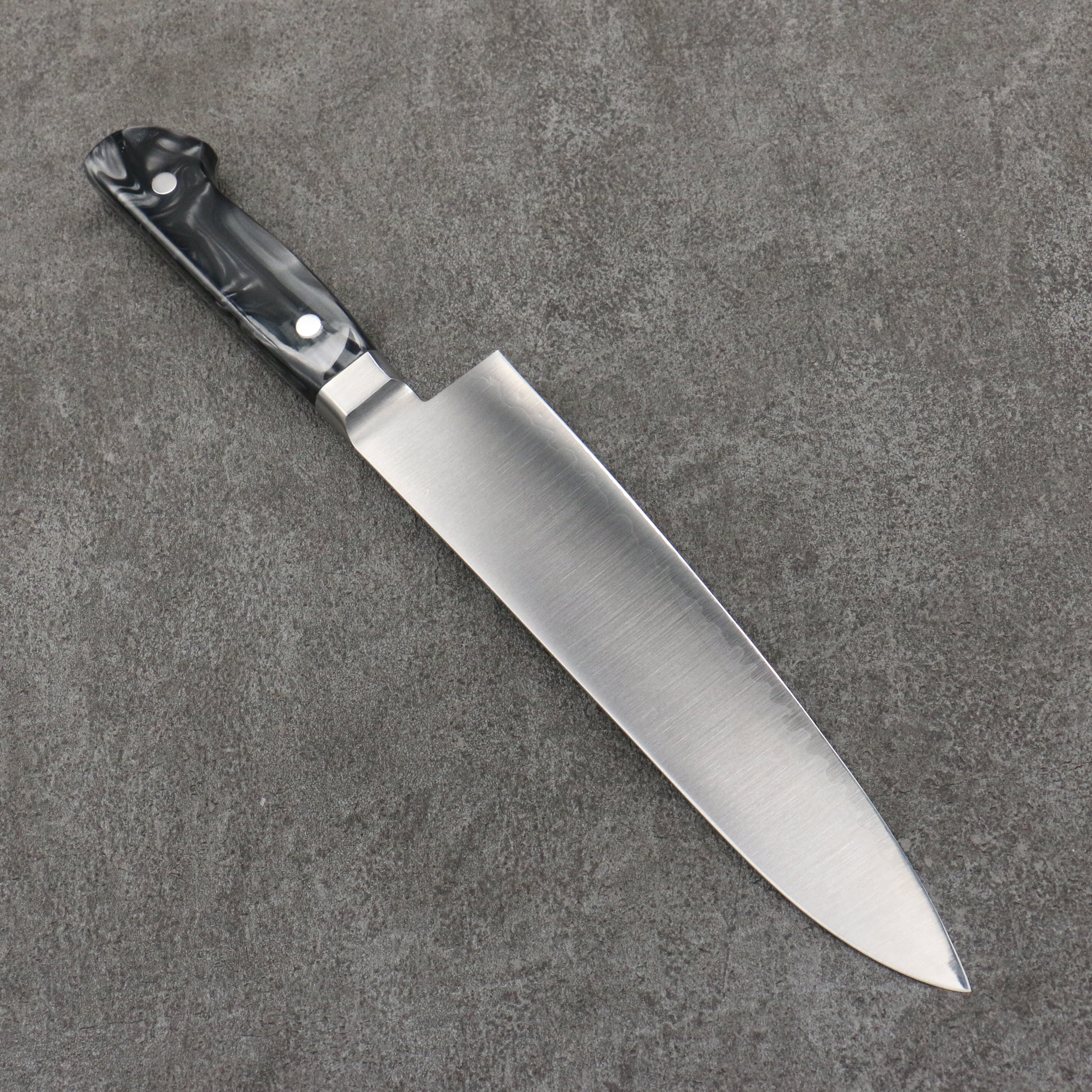 Seisuke VG5 Migaki Finished Gyuto  210mm Black Marbled Resin Handle - Japanny - Best Japanese Knife