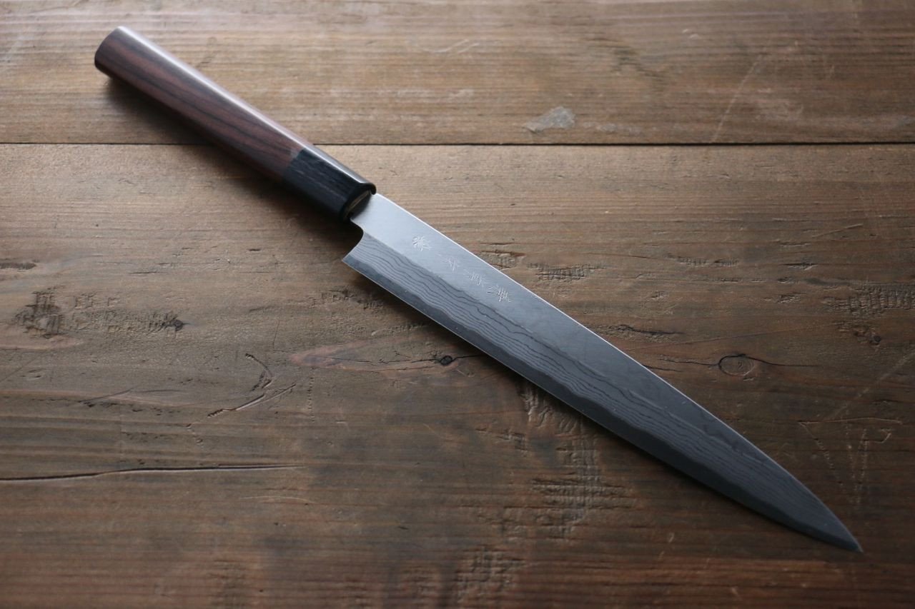 Kanetsune White Steel 11 Layer Damascus Japanese Sushi Sashimi Knife -240mm Shitan Handle - Japanny - Best Japanese Knife