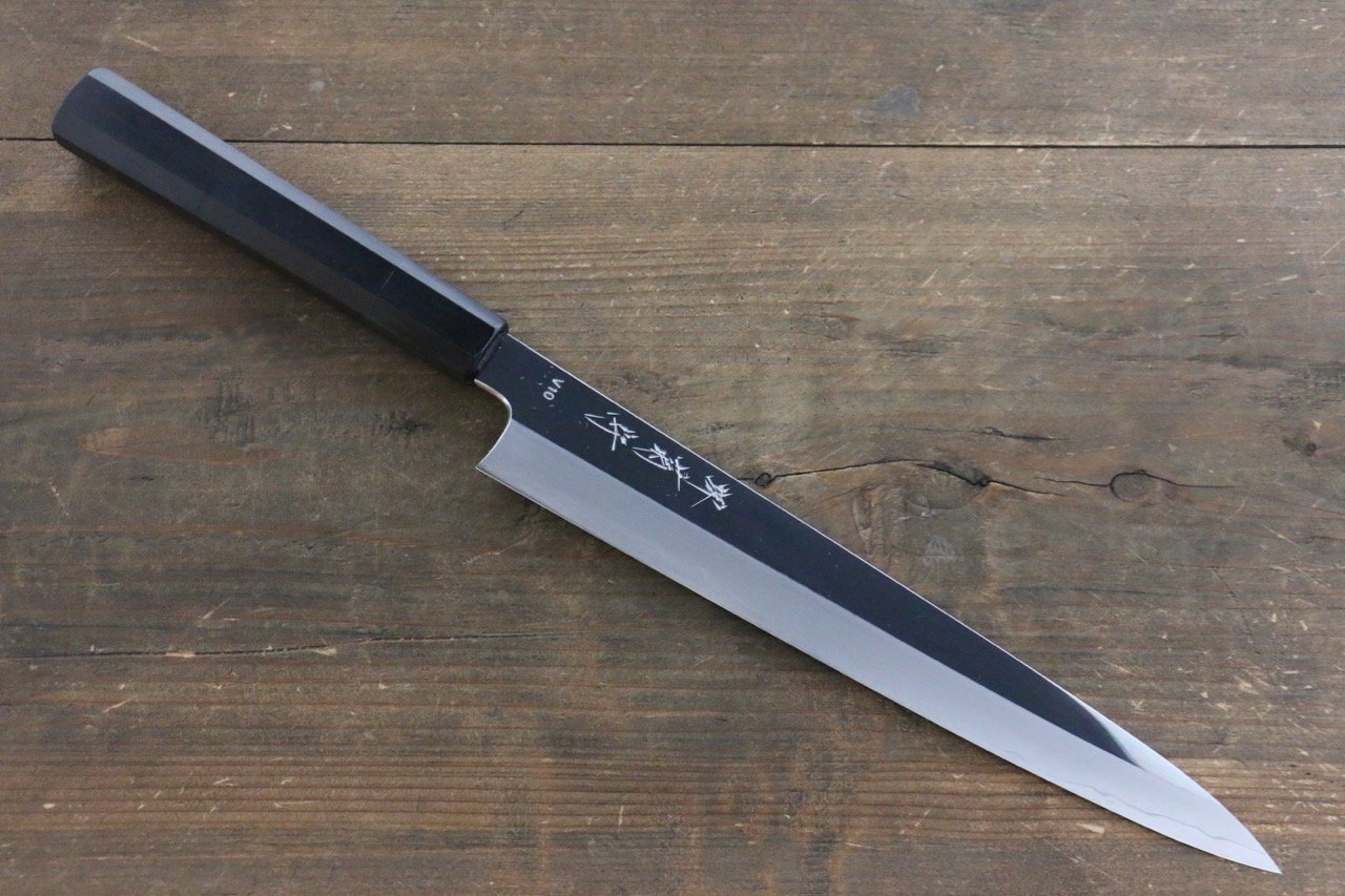 Kikumori VG10 Mirrored Finish Sujihiki Japanese Chef Knife 240mm with Ebony Handle - Japanny - Best Japanese Knife