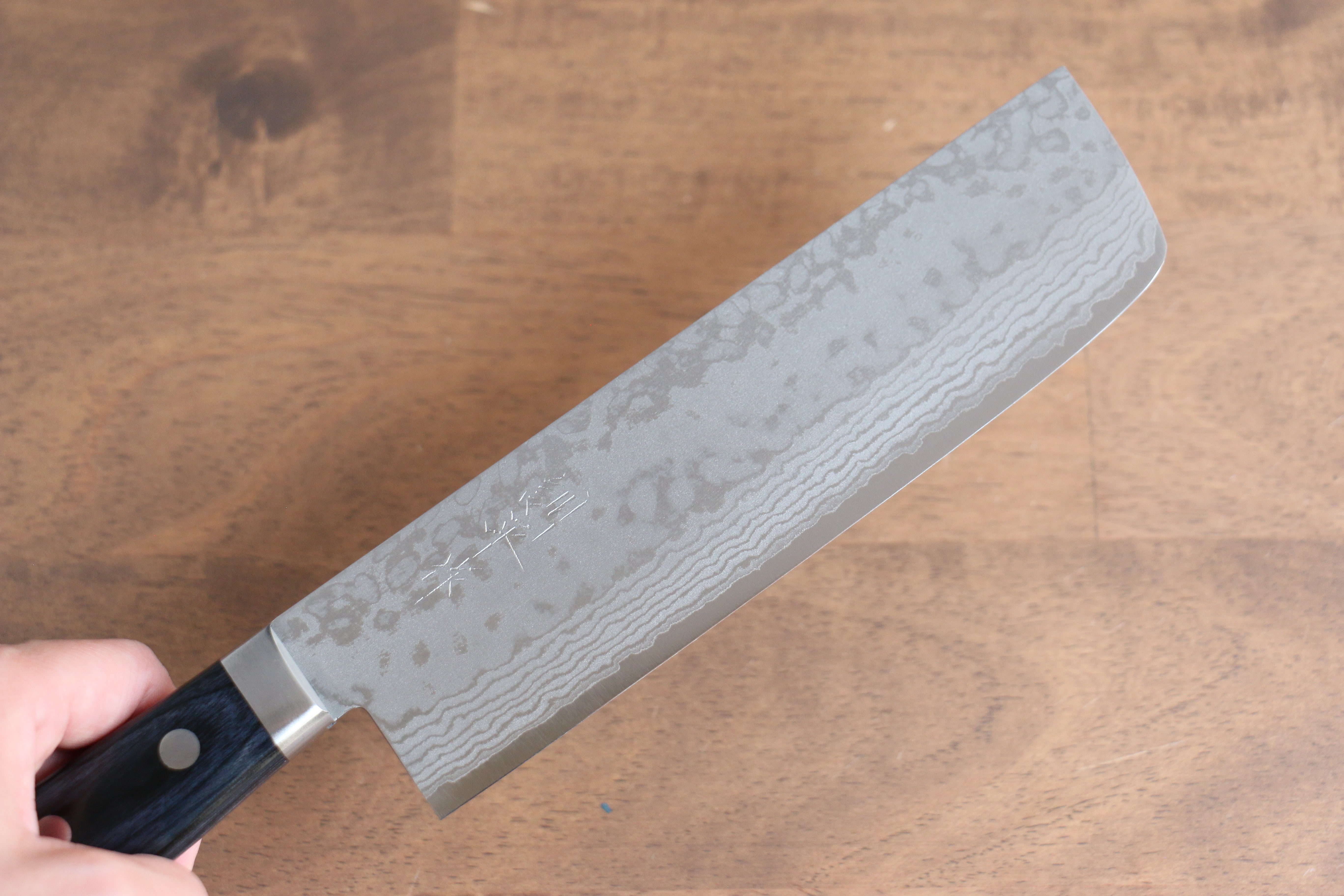 Kunihira Sairyu VG10 Damascus Usuba 165mm Navy blue Pakka wood Handle (Super Deal) - Japanny - Best Japanese Knife