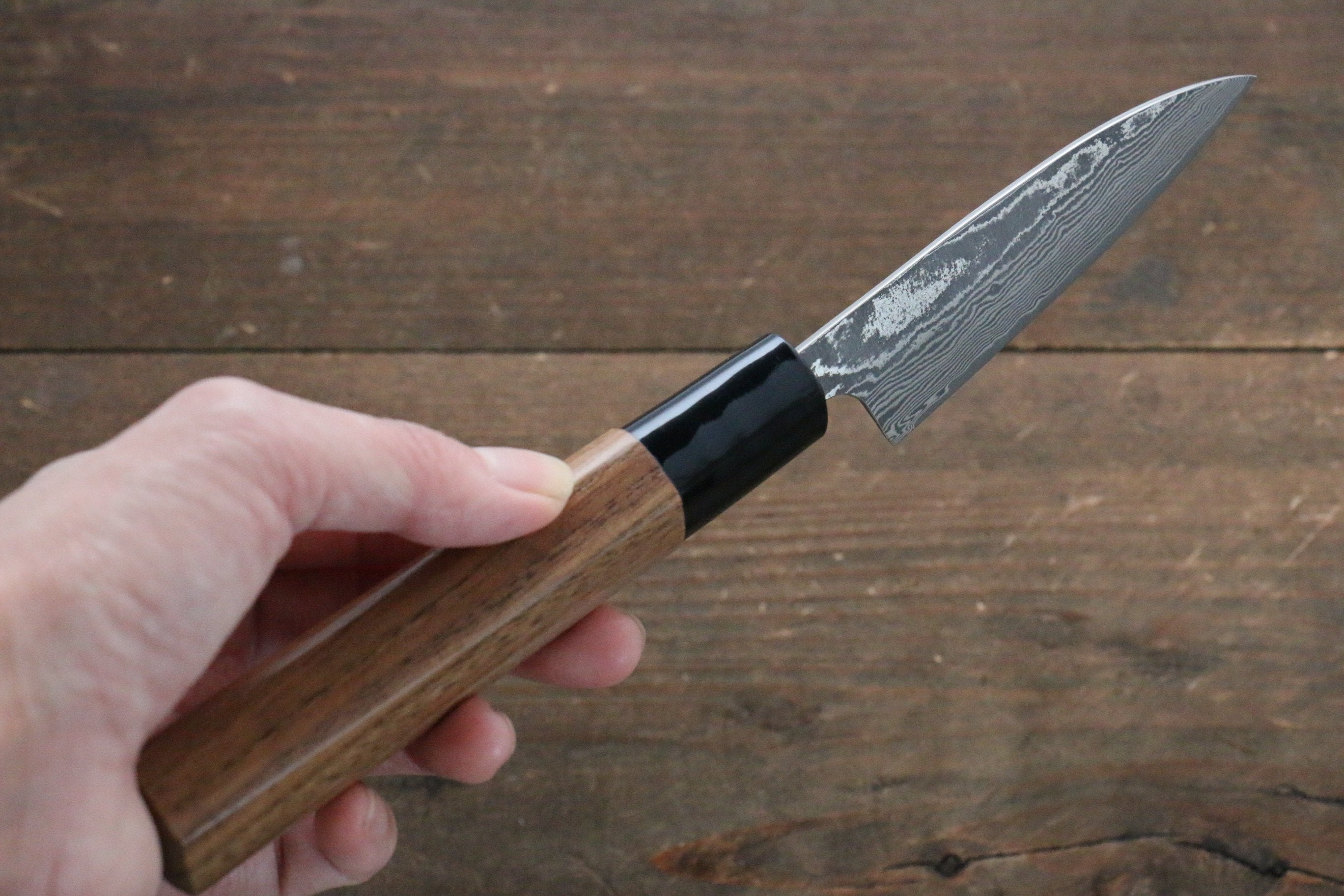 Shungo Ogata VG10 Damascus Petty-Utility 90mm Walnut Handle - Japanny - Best Japanese Knife