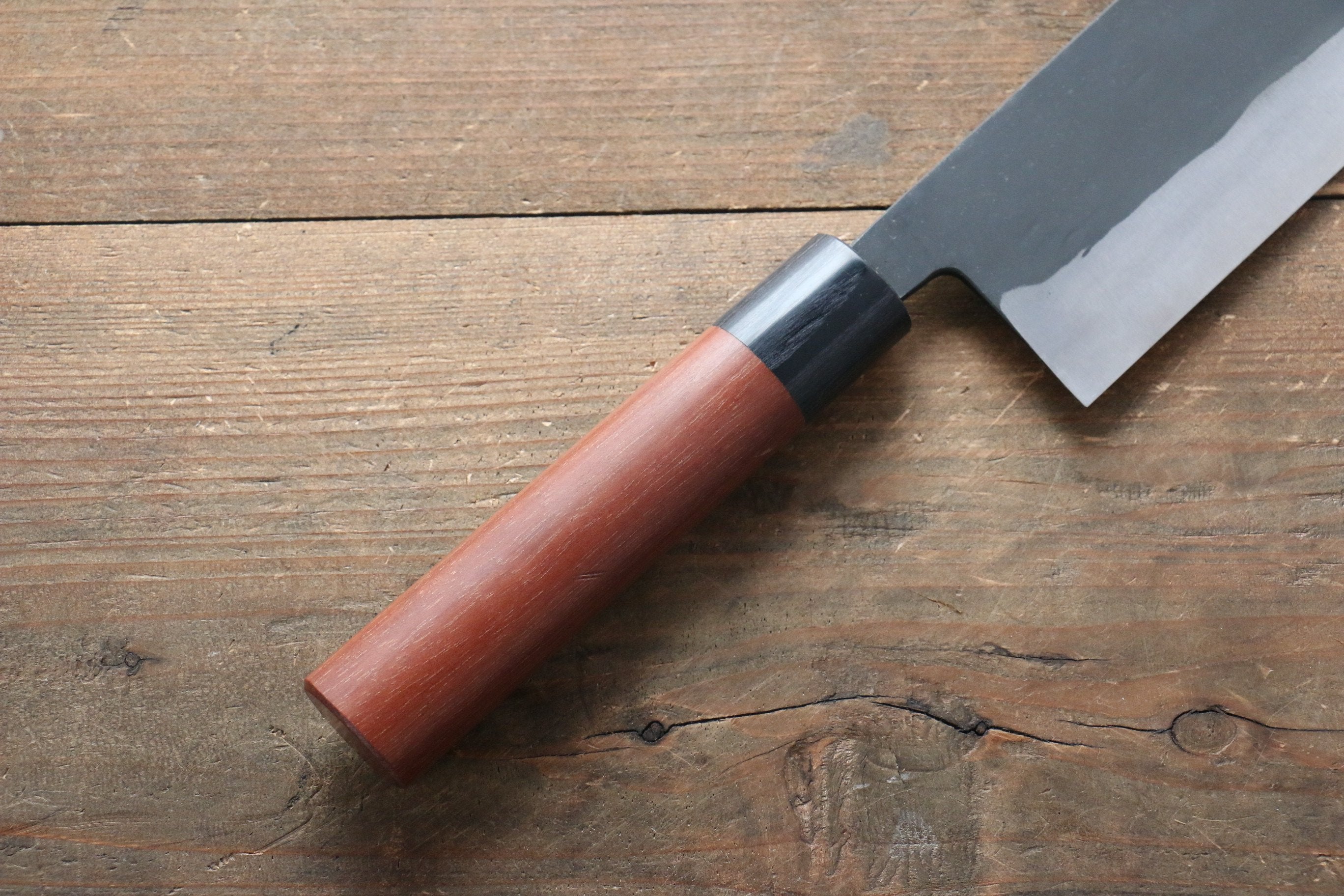 Shungo Ogata White Steel No.2 Kurouchi Damascus Nakiri 165mm Jarrah Handle - Japanny - Best Japanese Knife