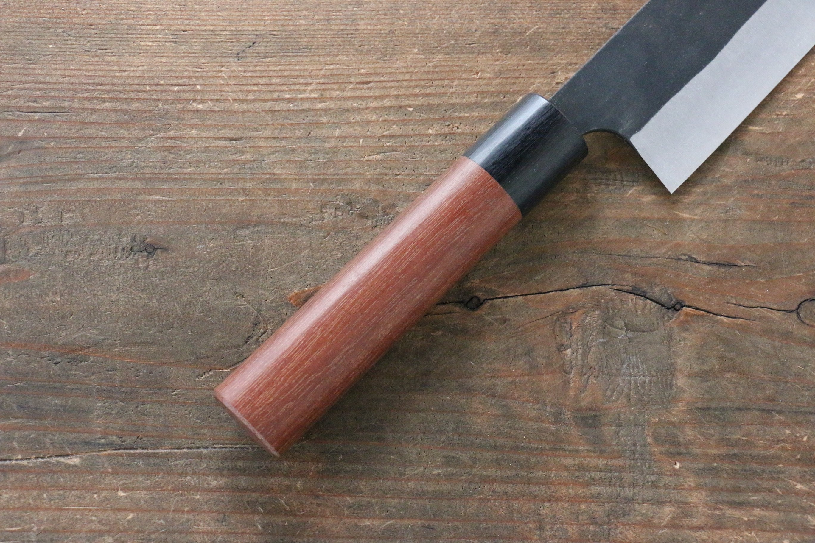 Shungo Ogata White Steel No.2 Kurouchi Damascus Santoku 165mm Jarrah Handle - Japanny - Best Japanese Knife