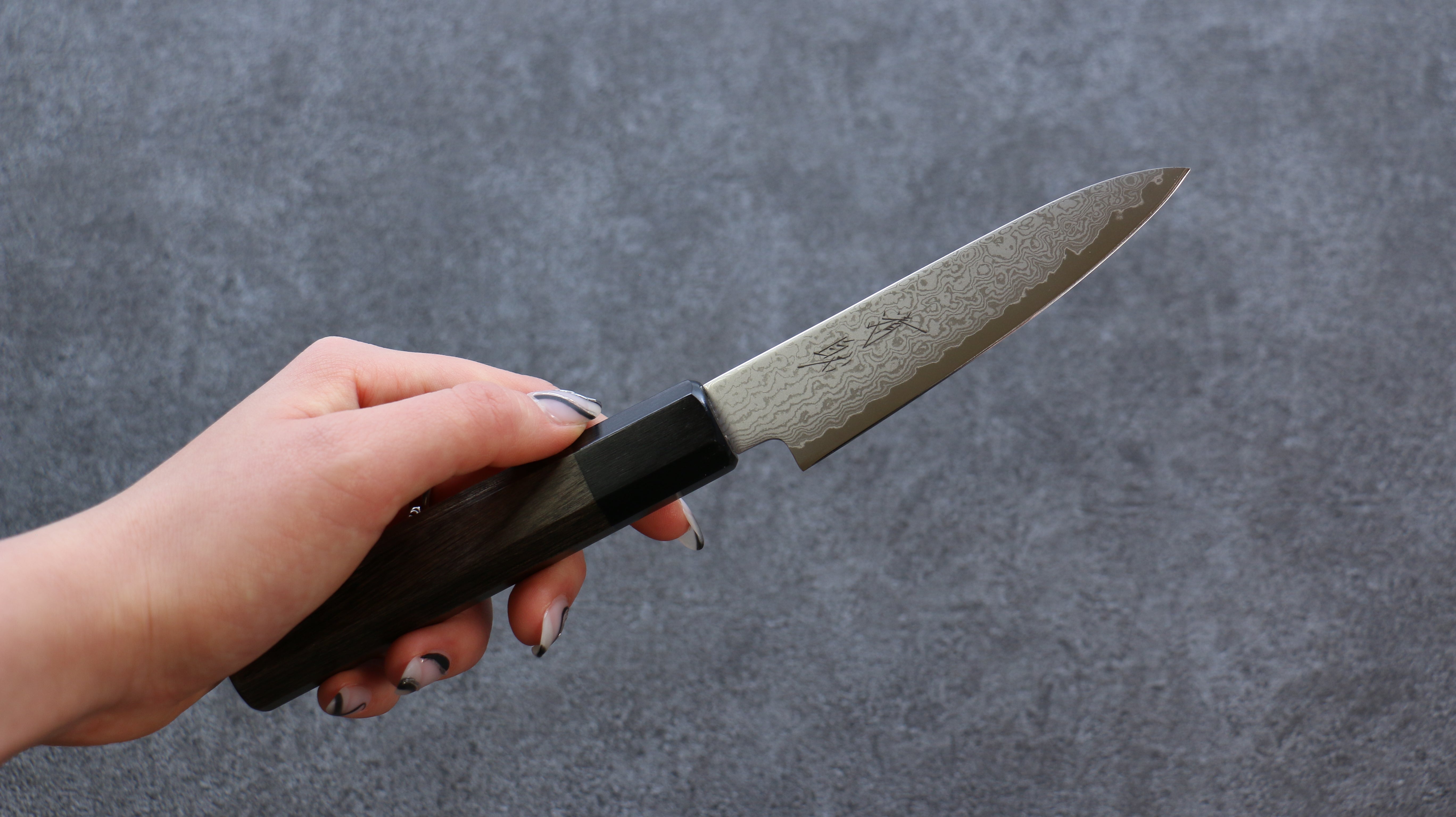 Seisuke VG10 Damascus Petty-Utility 120mm Gray Pakka wood Handle - Japanny - Best Japanese Knife