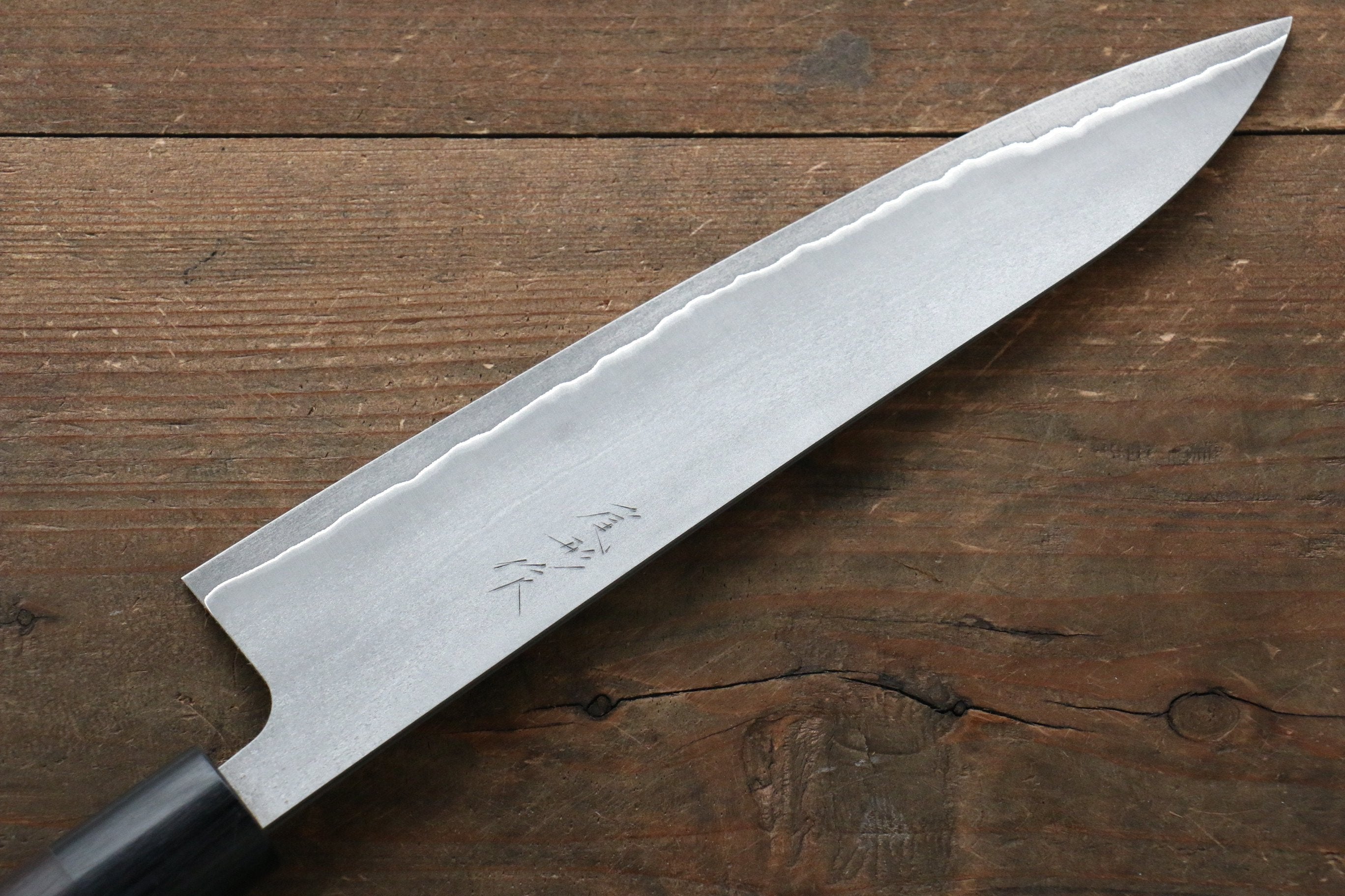 Shungo Ogata Silver Steel No.3 Damascus Black Finished Gyuto 210mm Shitan Handle - Japanny - Best Japanese Knife