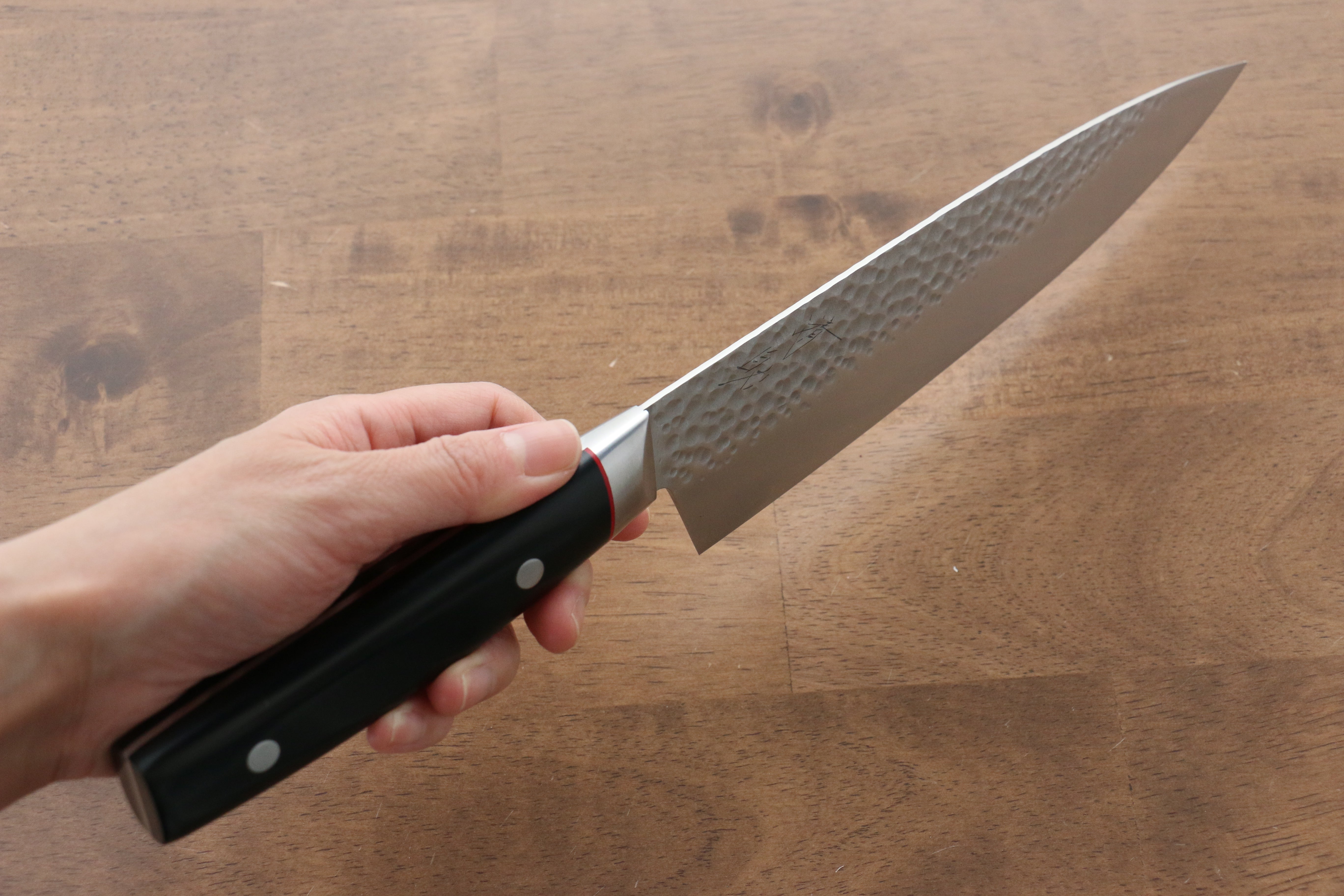 Seisuke PRO-J VG10 Hammered Gyuto 200mm Black Micarta Handle - Japanny - Best Japanese Knife