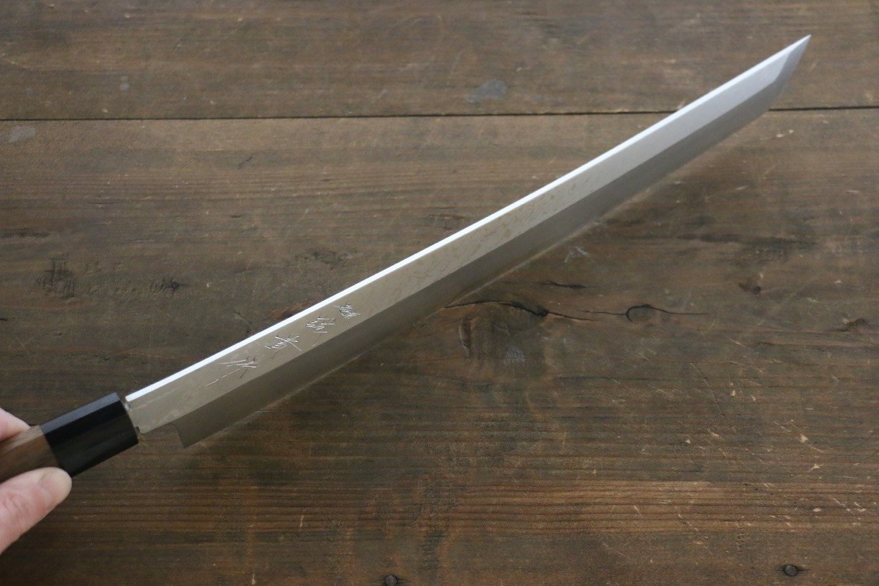 Shigeki Tanaka Blue Steel No.2 Damascus Sakimaru Takohiki 330mm Walnut Handle - Japanny - Best Japanese Knife