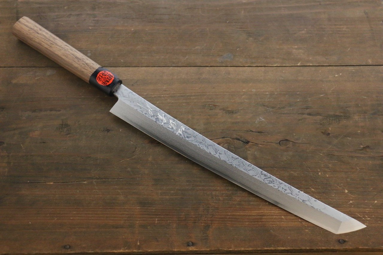 Shigeki Tanaka VG10 Damascus Sakimaru Takohiki 300mm Walnut Handle - Japanny - Best Japanese Knife