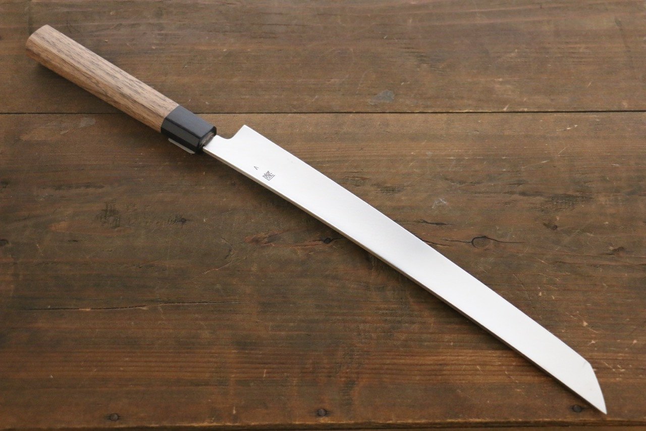 Shigeki Tanaka Blue Steel No.2 Damascus Sakimaru Takohiki 300mm Walnut Handle - Japanny - Best Japanese Knife