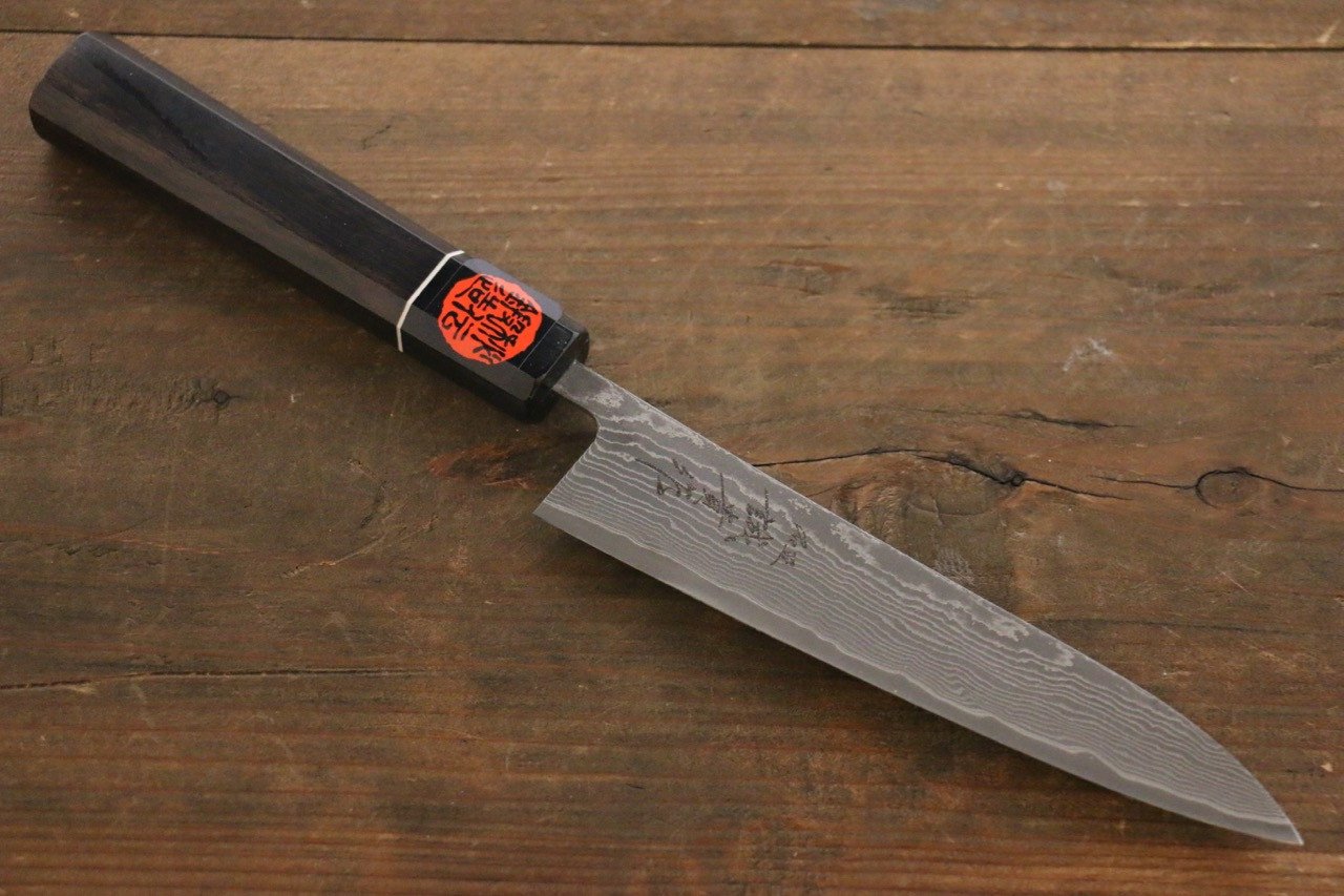Shigeki Tanaka SG2 Damascus Petty-Utility 150mm Ebony Wood Handle - Japanny - Best Japanese Knife